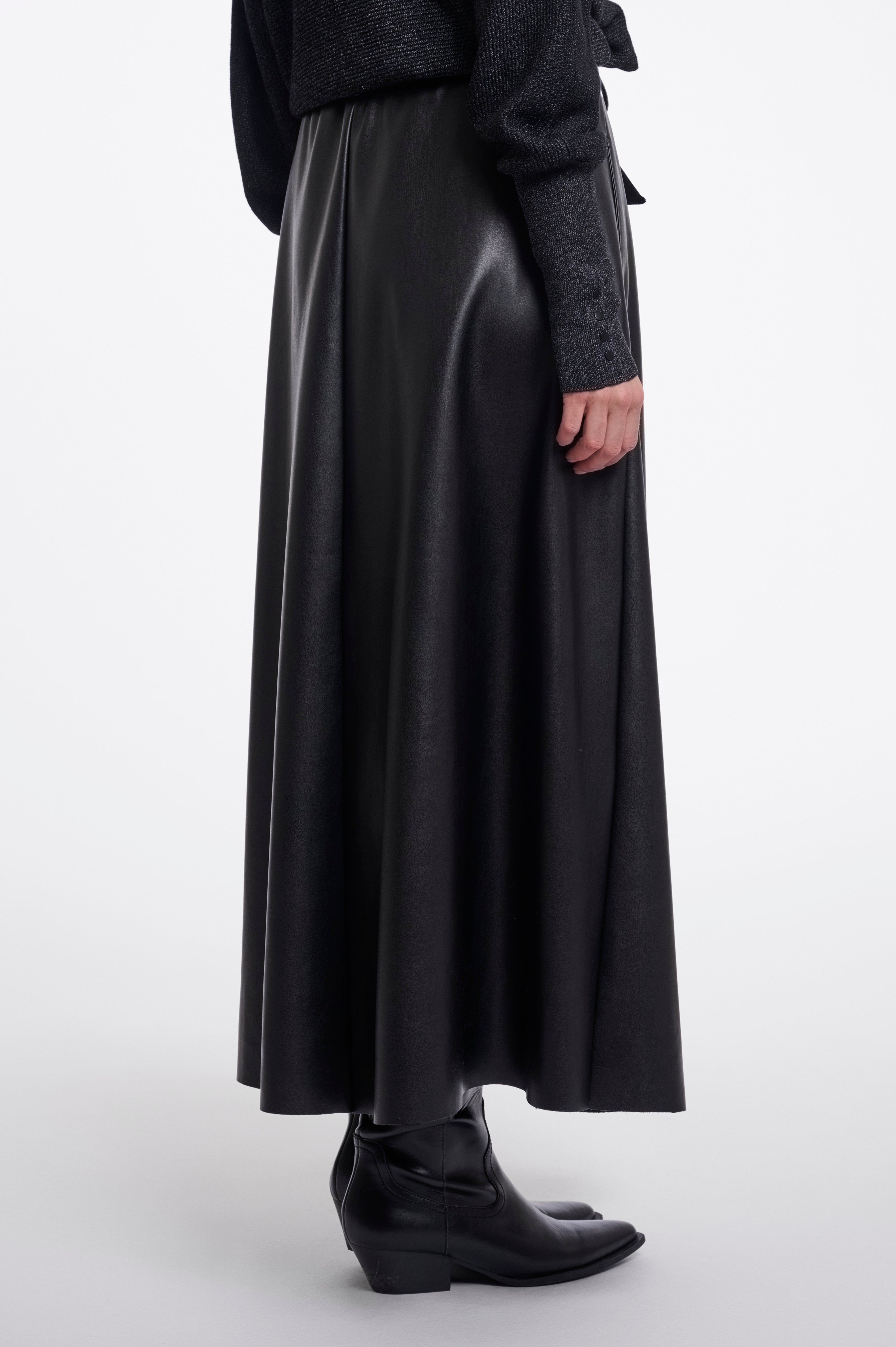 Leder Midi-A-Linienrock Chelsea