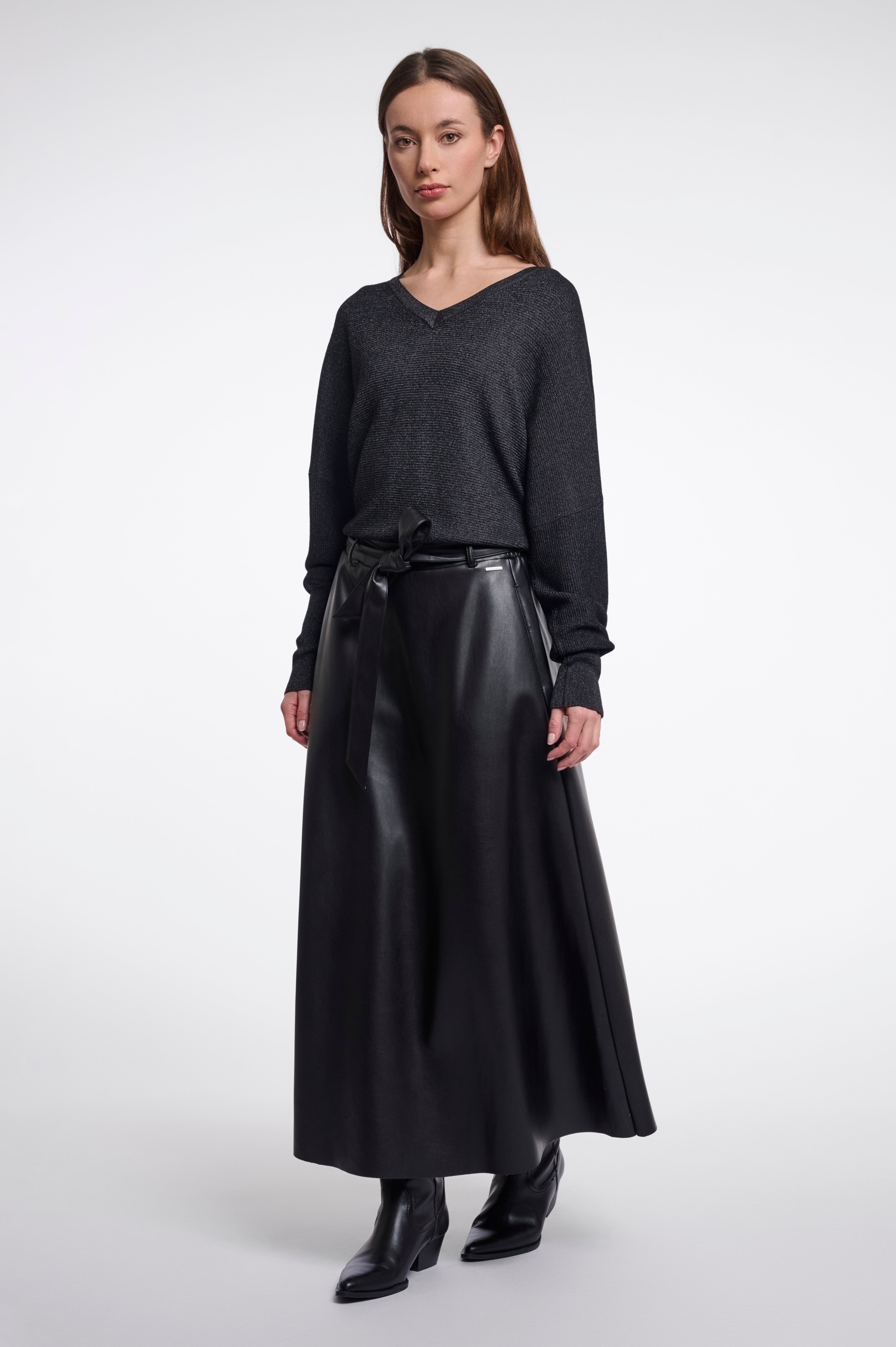 Leder Midi-A-Linienrock Chelsea