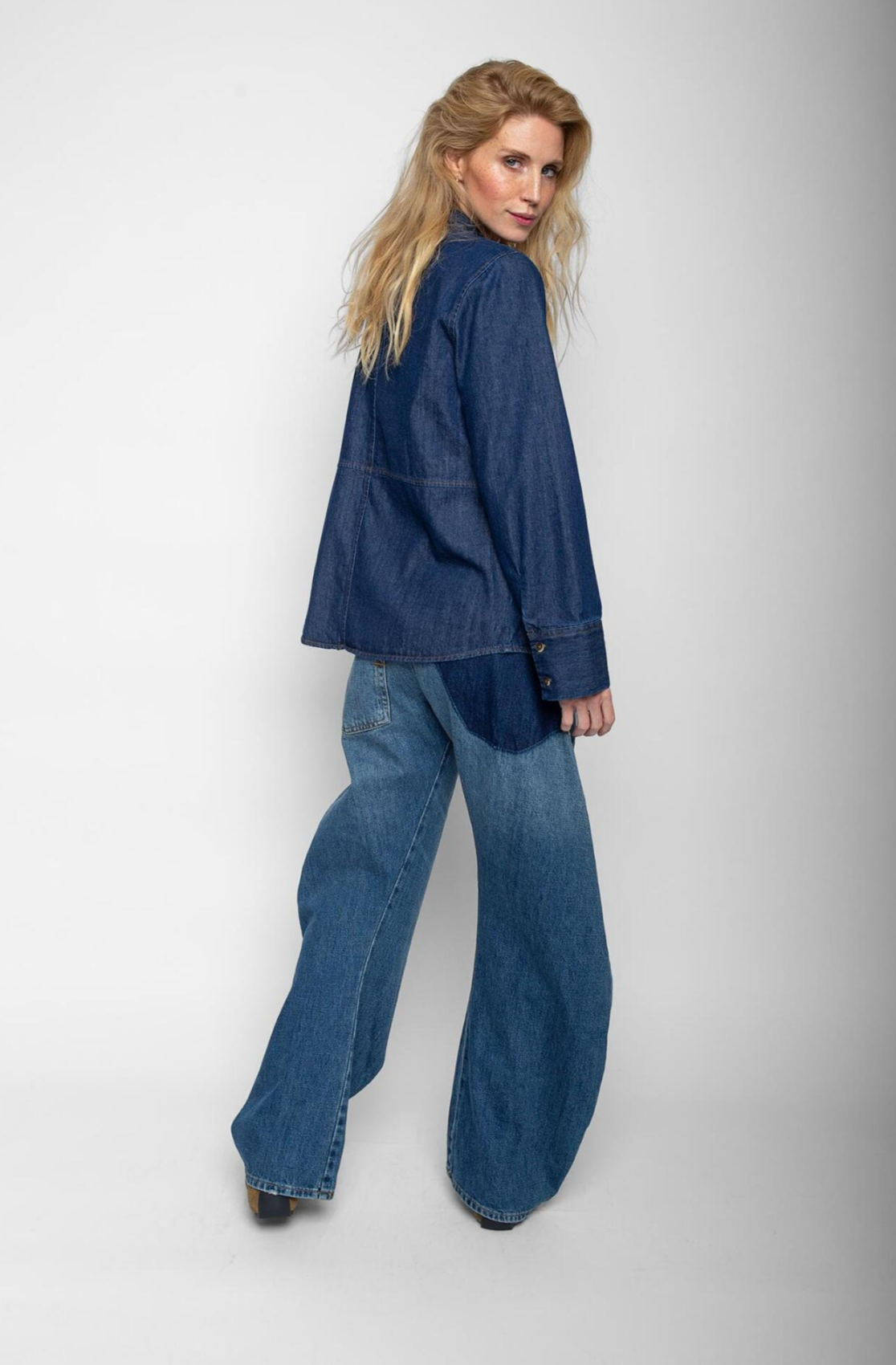 Denim Schluppenbluse