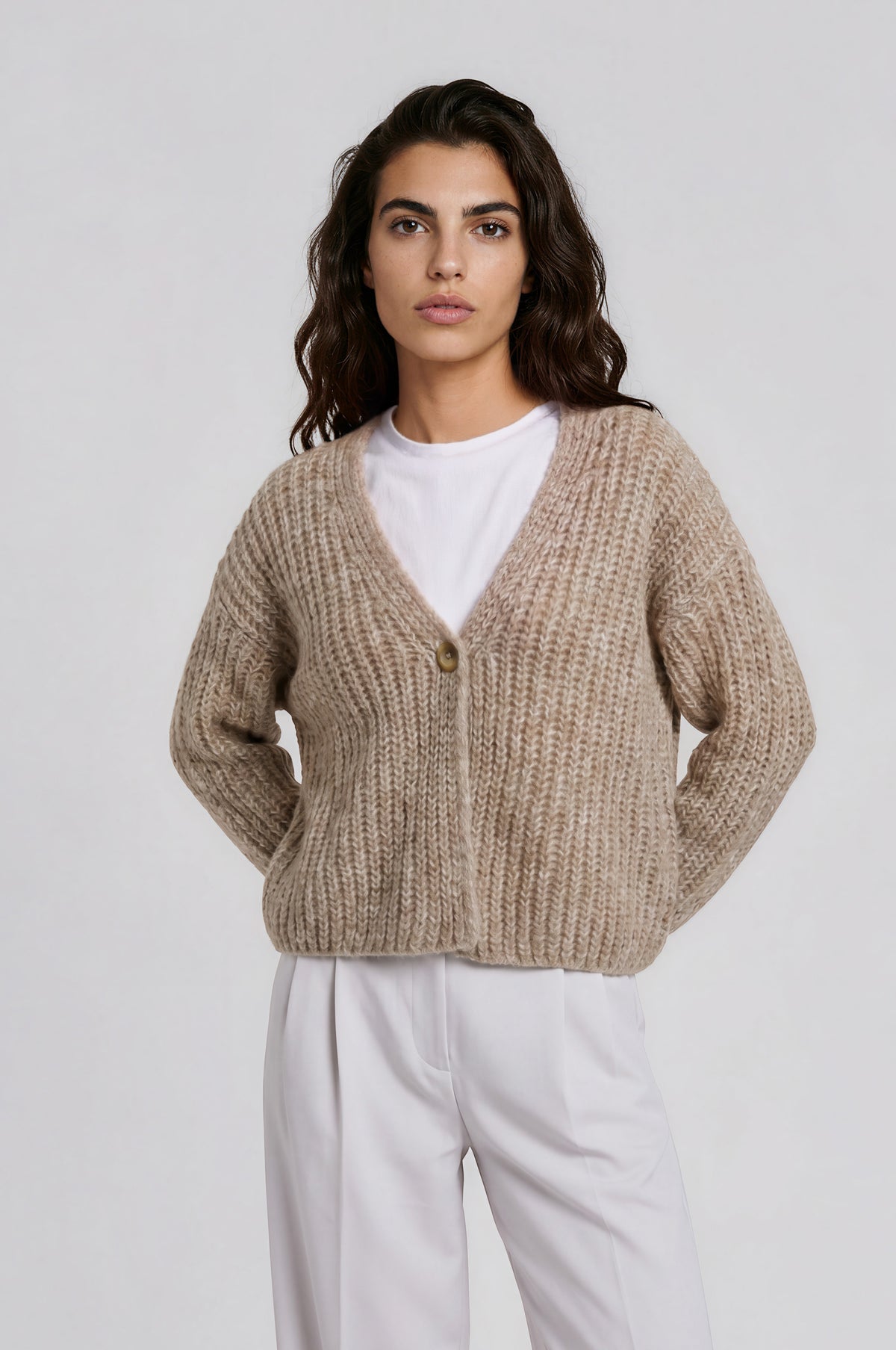 Der Cardigan mit Einknopf-Verschluss