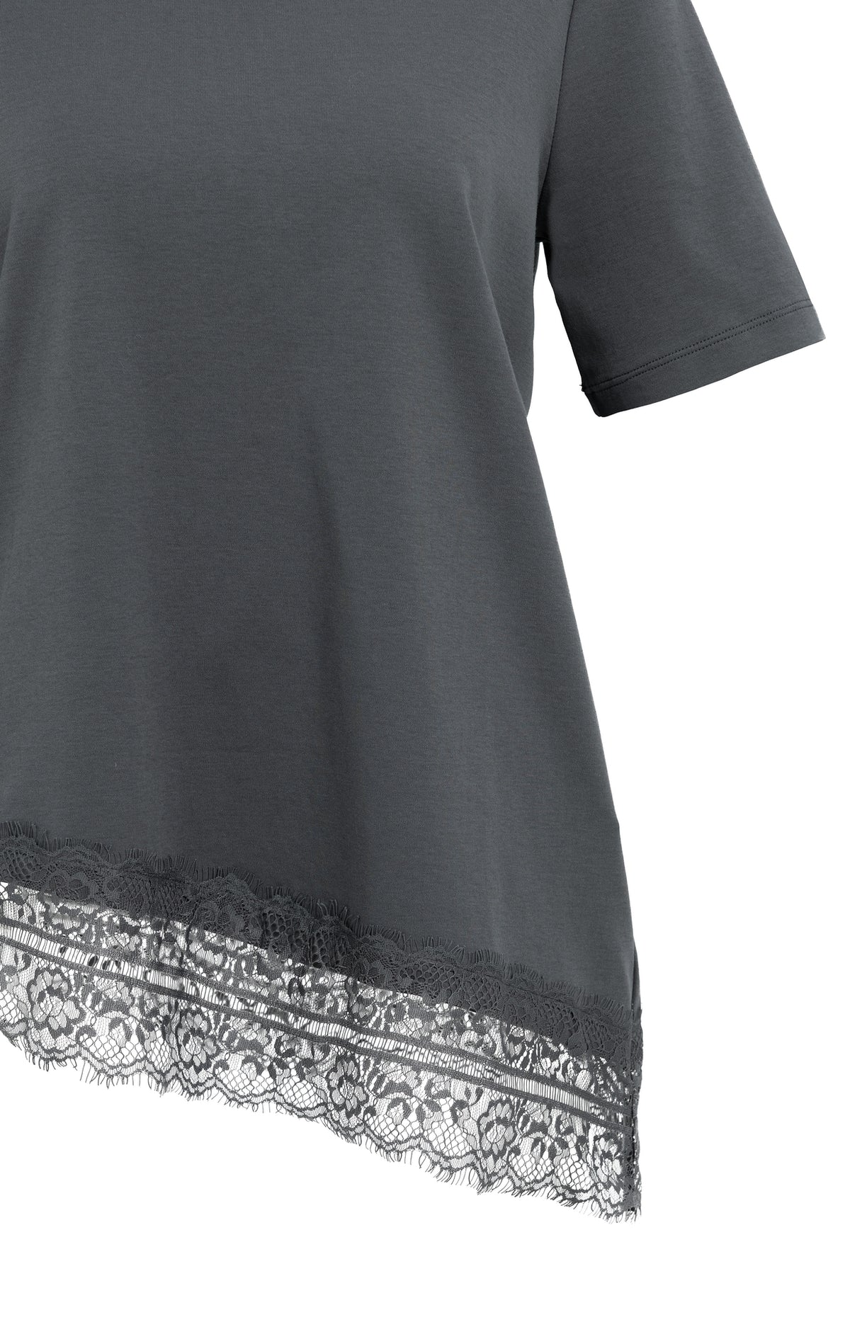 Das Jersey-T-Shirt mit Spitzenborte