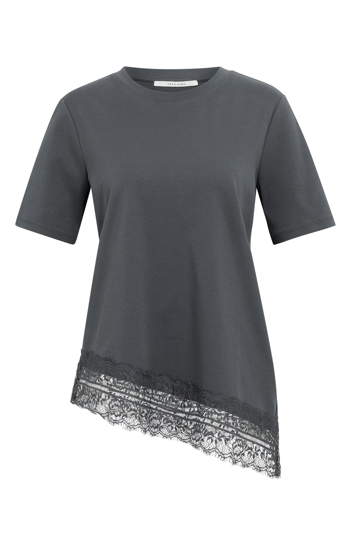 Das Jersey-T-Shirt mit Spitzenborte