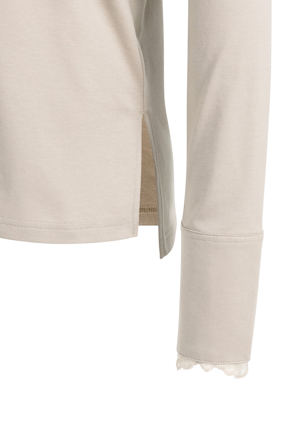 Das Jersey-Oberteil mit Spitzen-Manschetten