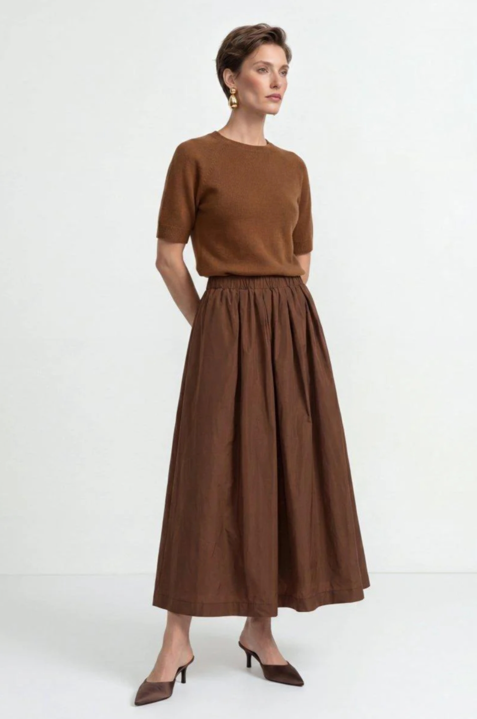 Strickshirt in warmem Bronzeton