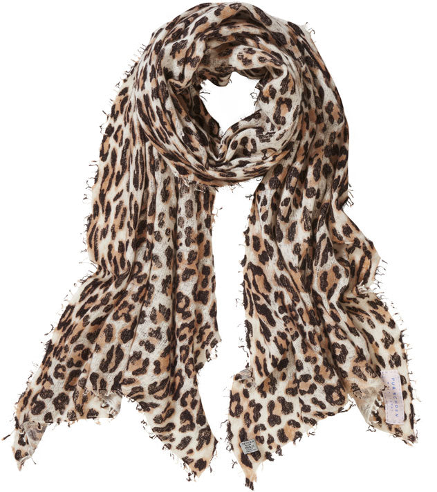 Cashmere Schal Leo Beige-Schoko