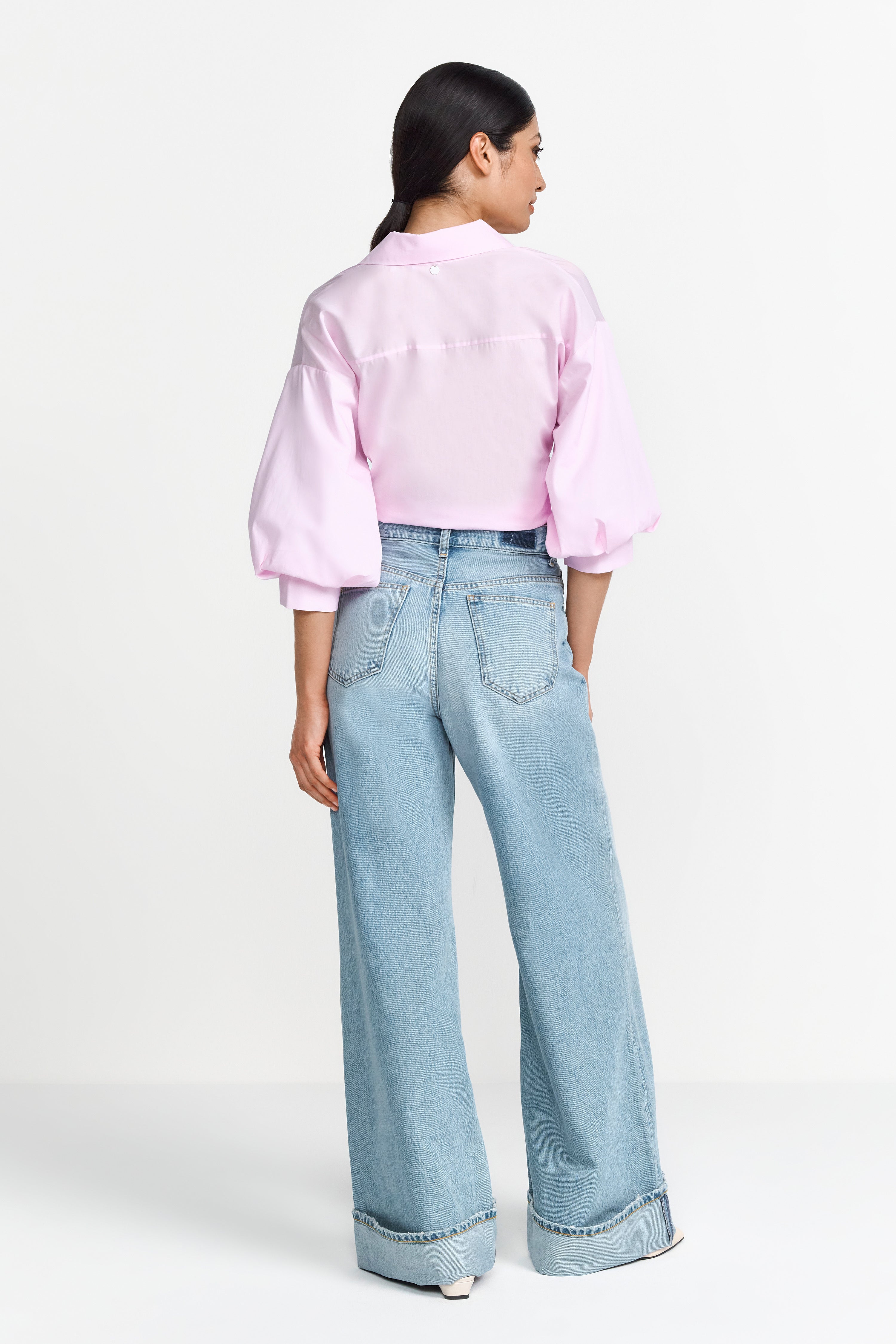 Marlene Roll-Up Wide-Leg-Denim mit hohem Taillenbund