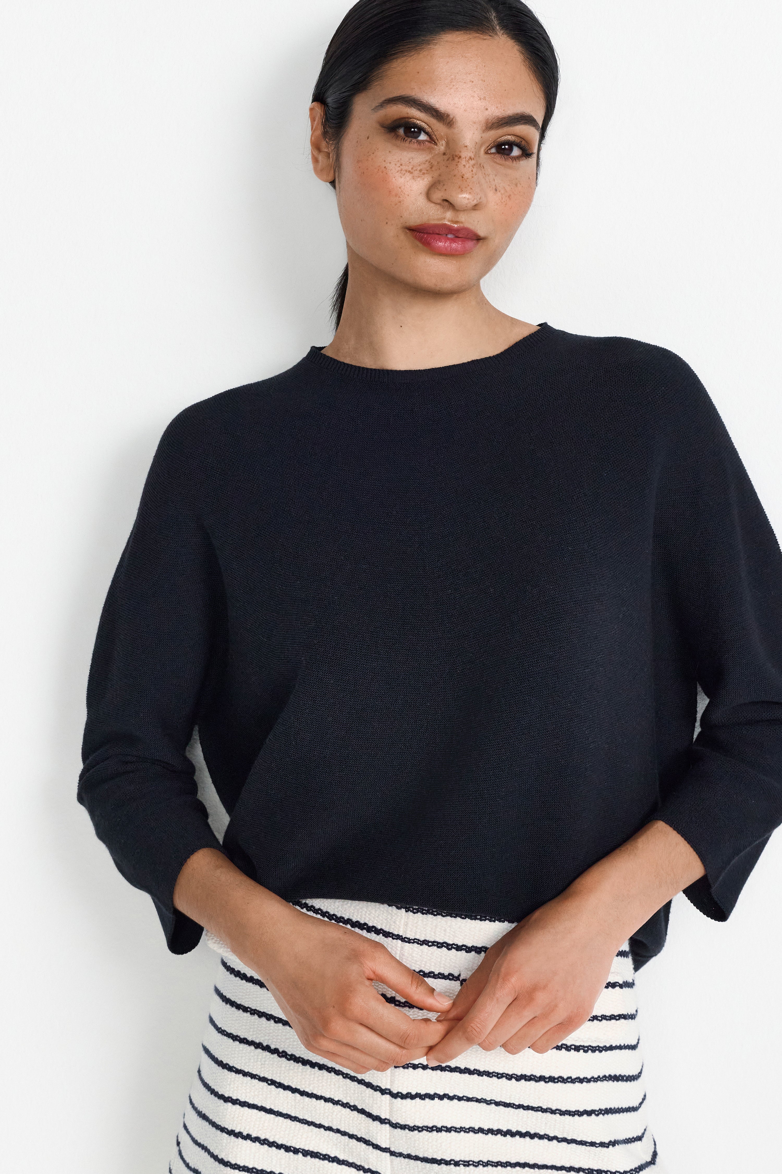 Feinstrickpullover mit 3/4-Ärmeln