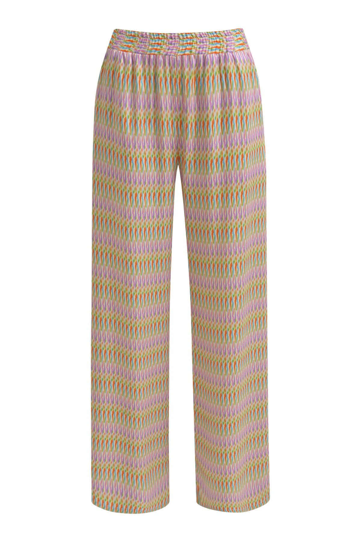 Hose mit weitem Bein und elastischem Bund mit Retro Print