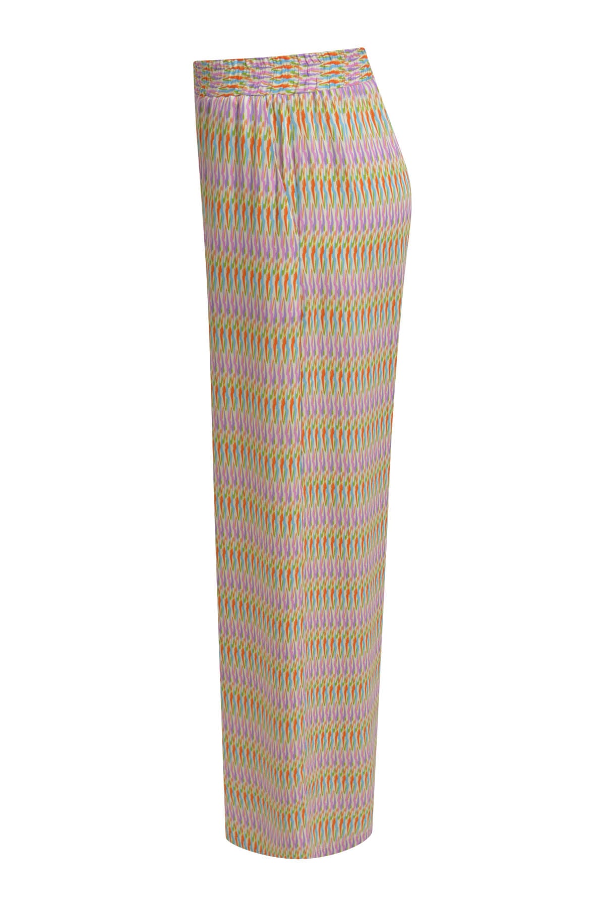 Hose mit weitem Bein und elastischem Bund mit Retro Print