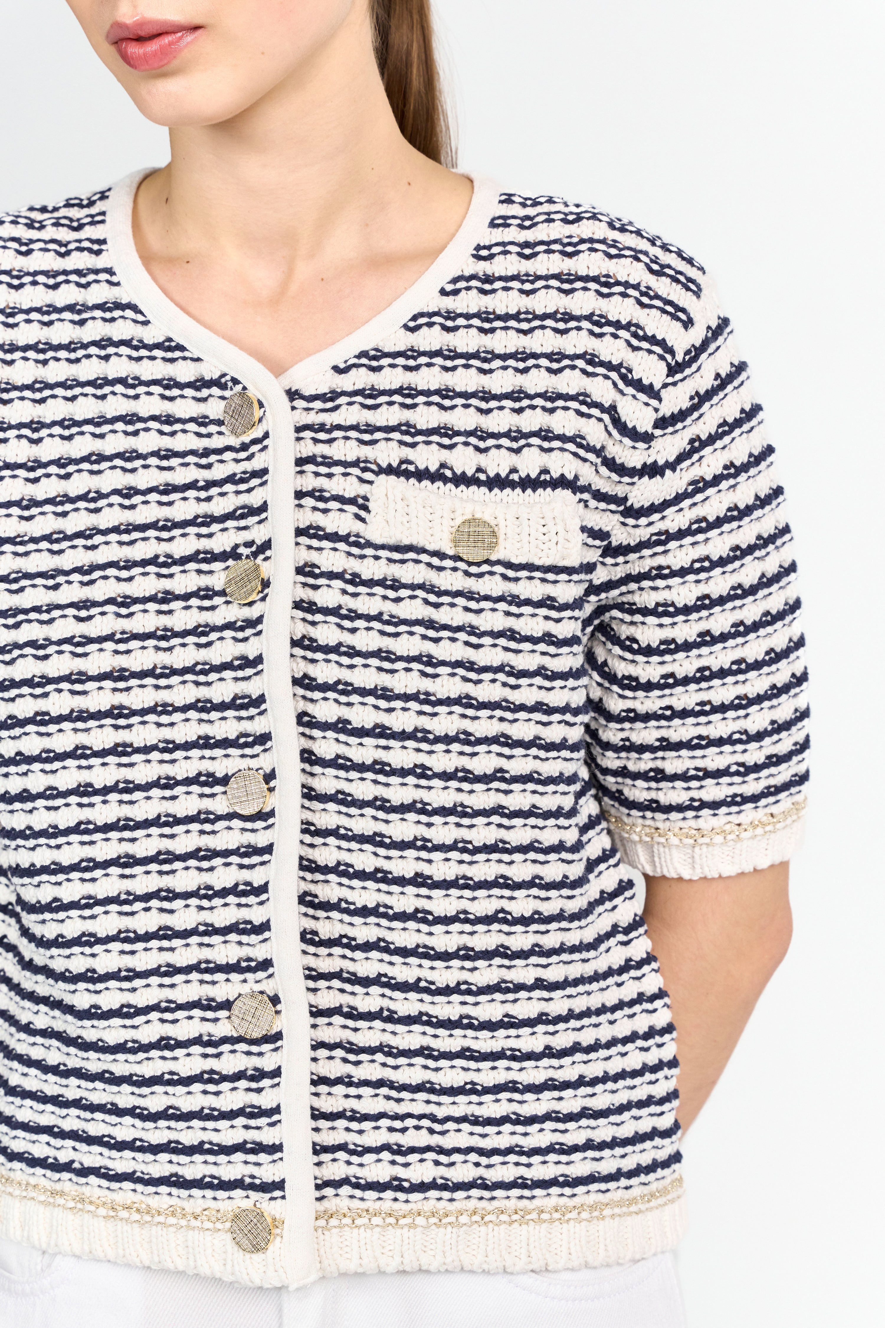Bouclé-Cardigan mit Kurzarm