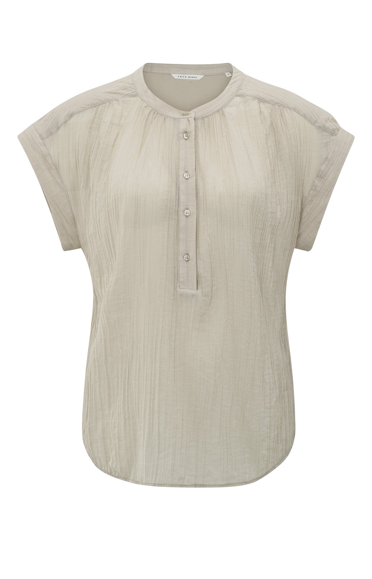 Fließende Bluse mit Polokragen und Flügelärmeln