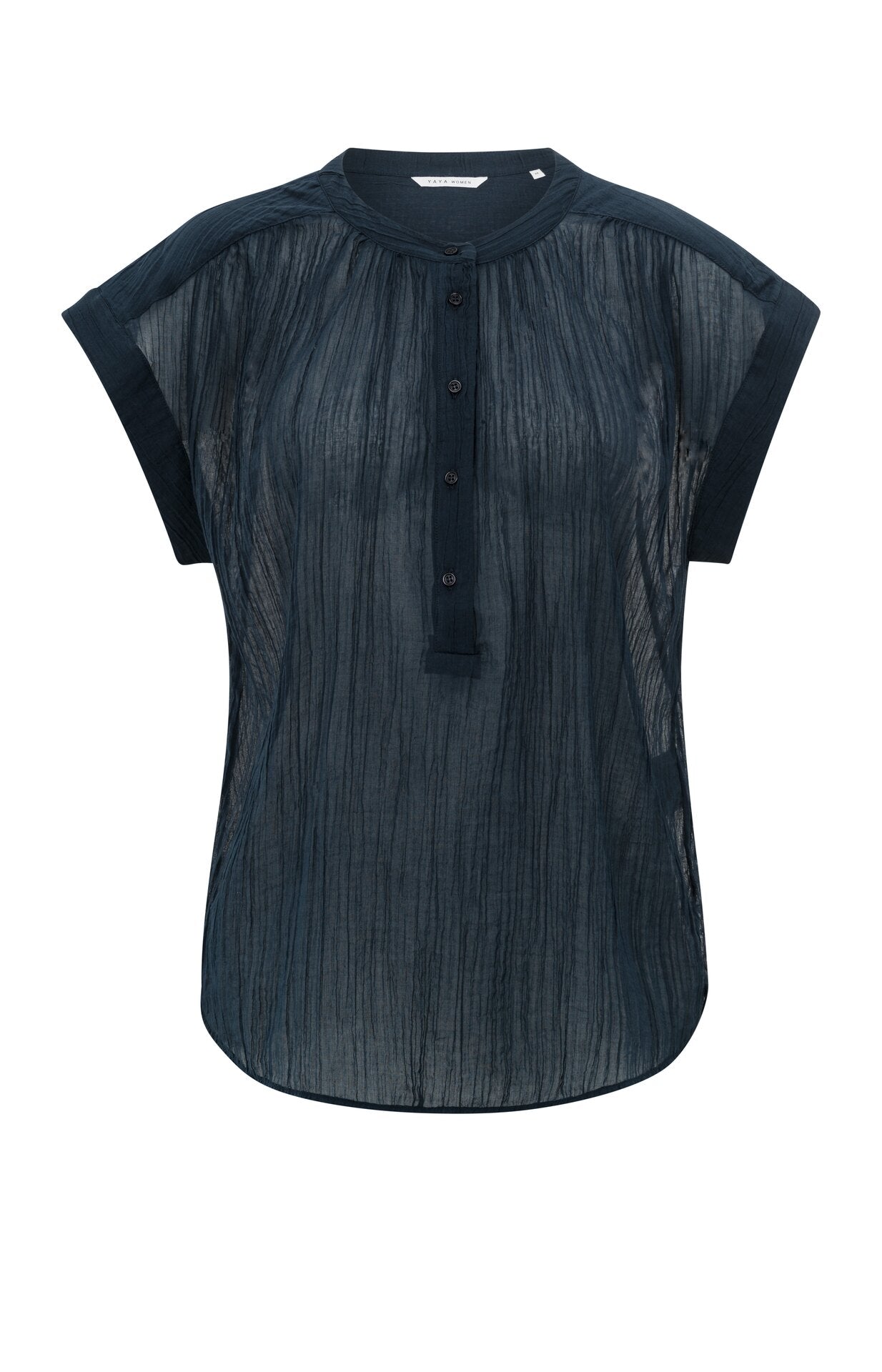 Fließende Bluse mit Polokragen und Flügelärmeln