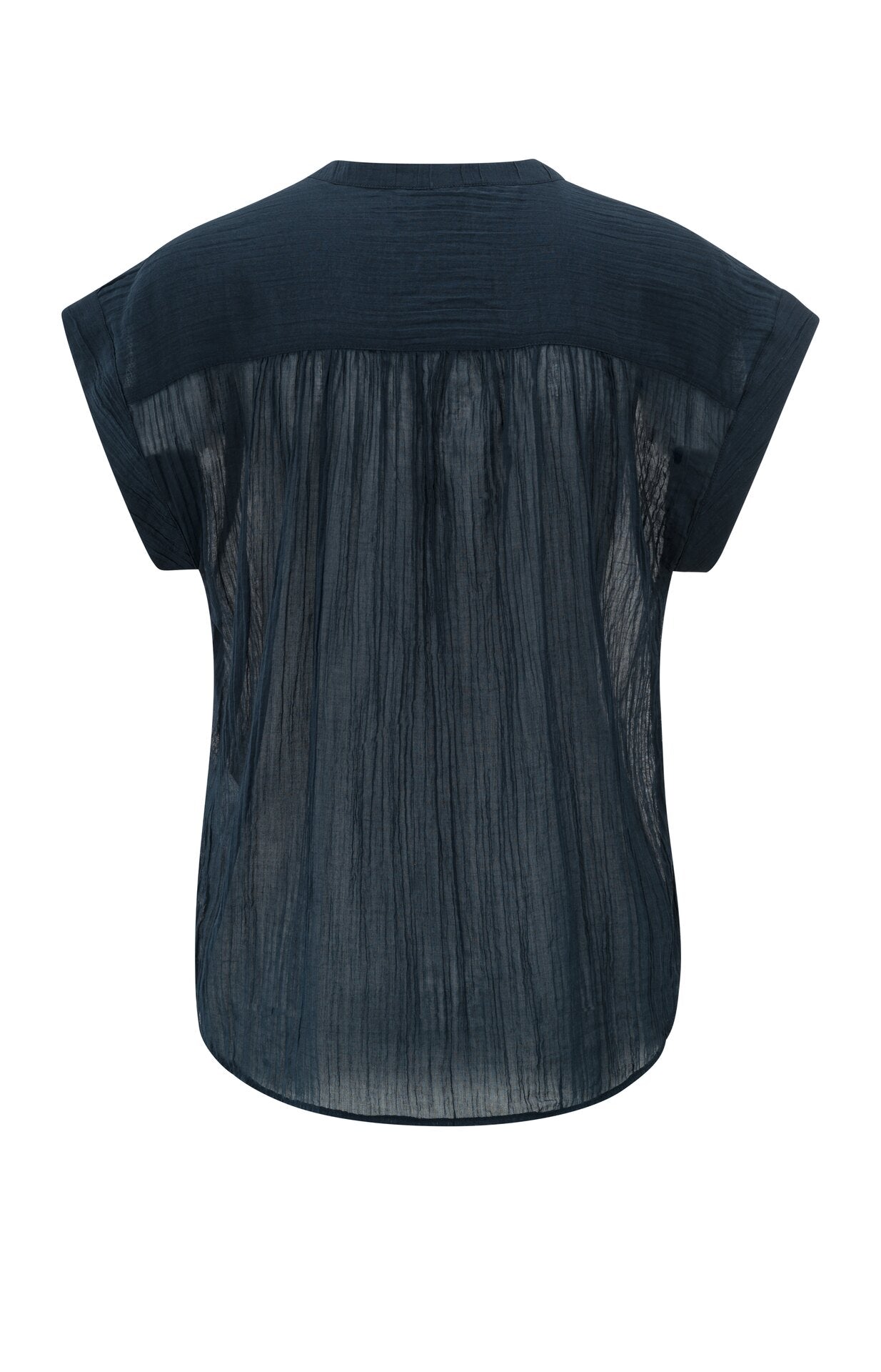 Fließende Bluse mit Polokragen und Flügelärmeln