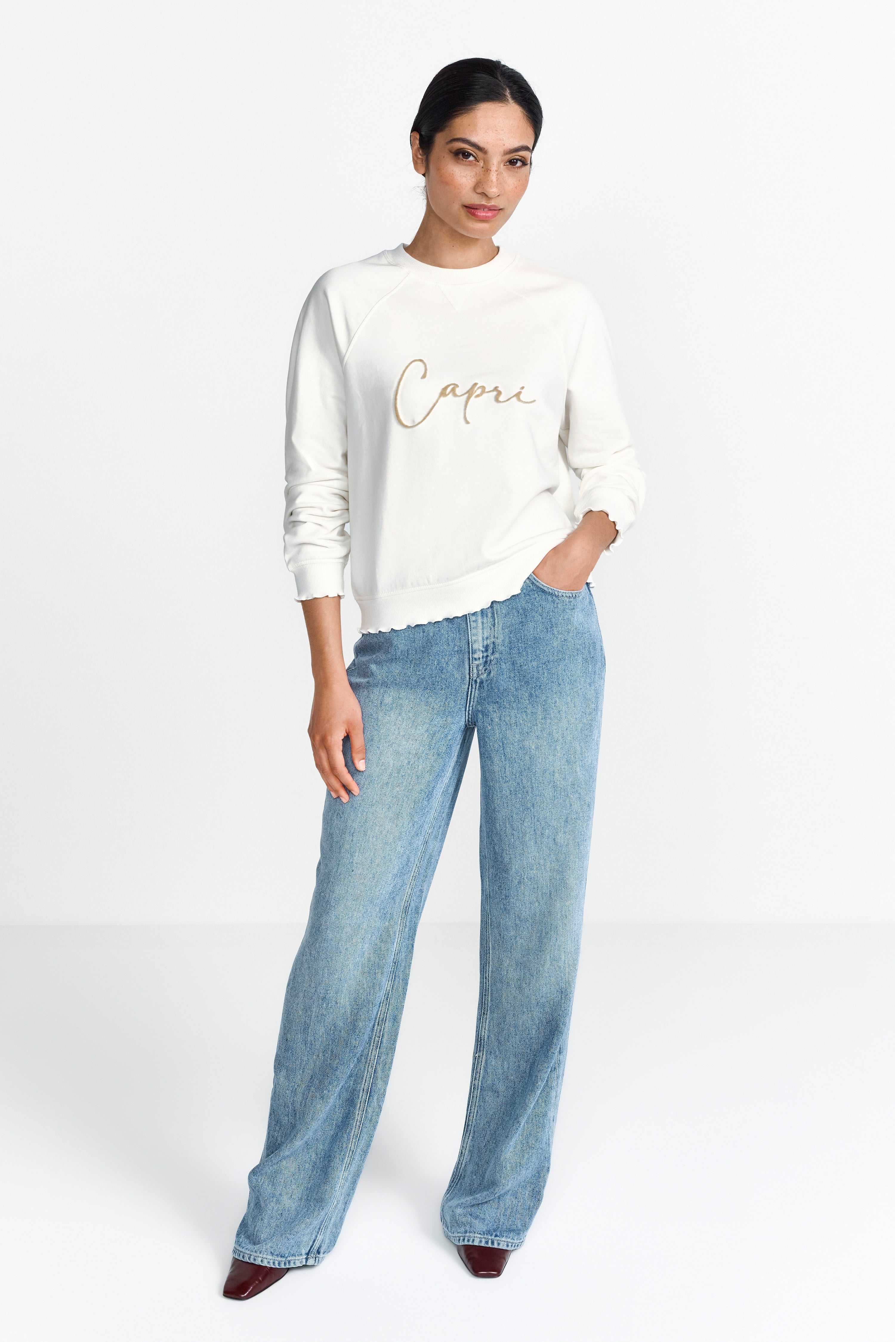 Sweatshirt mit "Capri" Flockprint