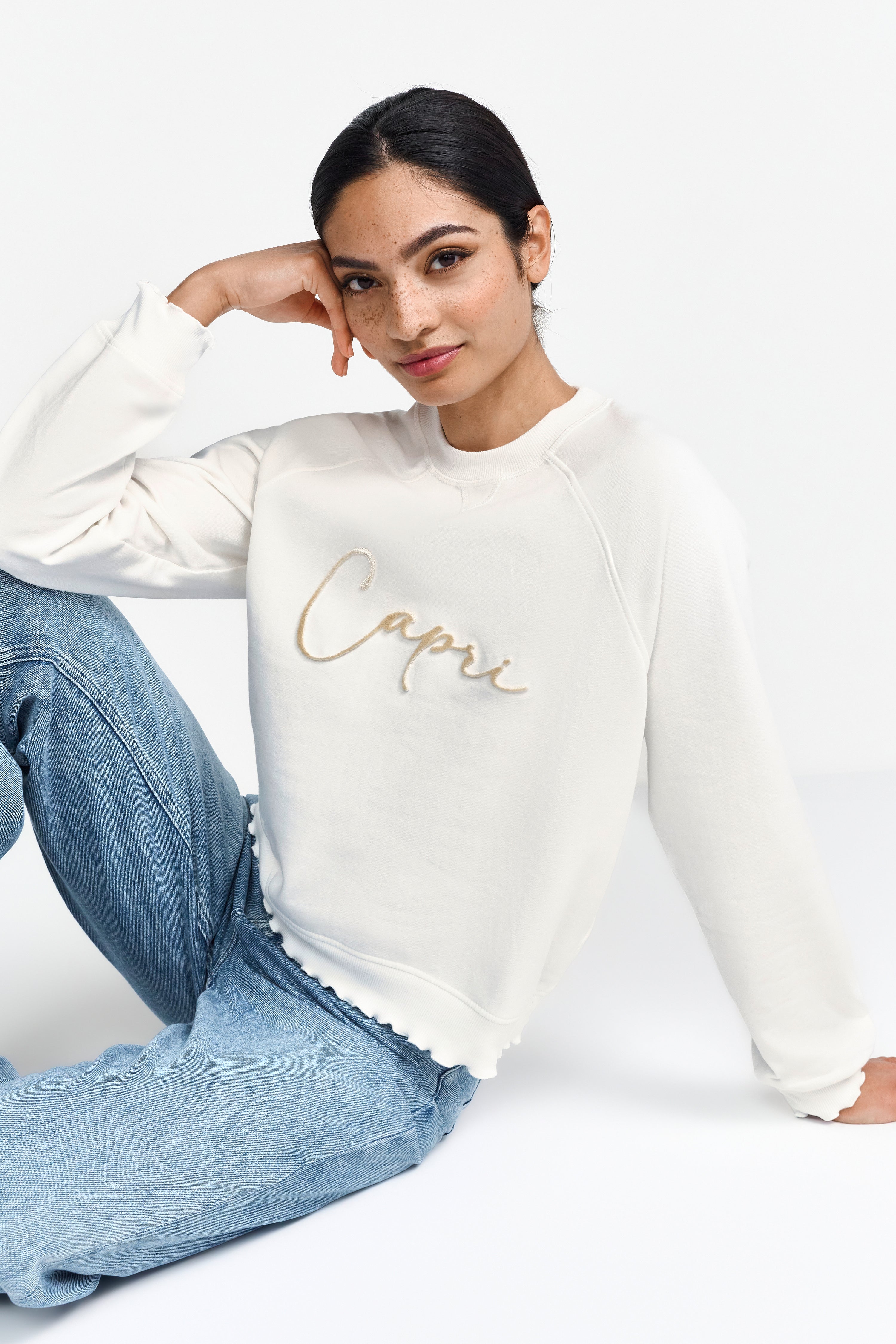 Sweatshirt mit "Capri" Flockprint