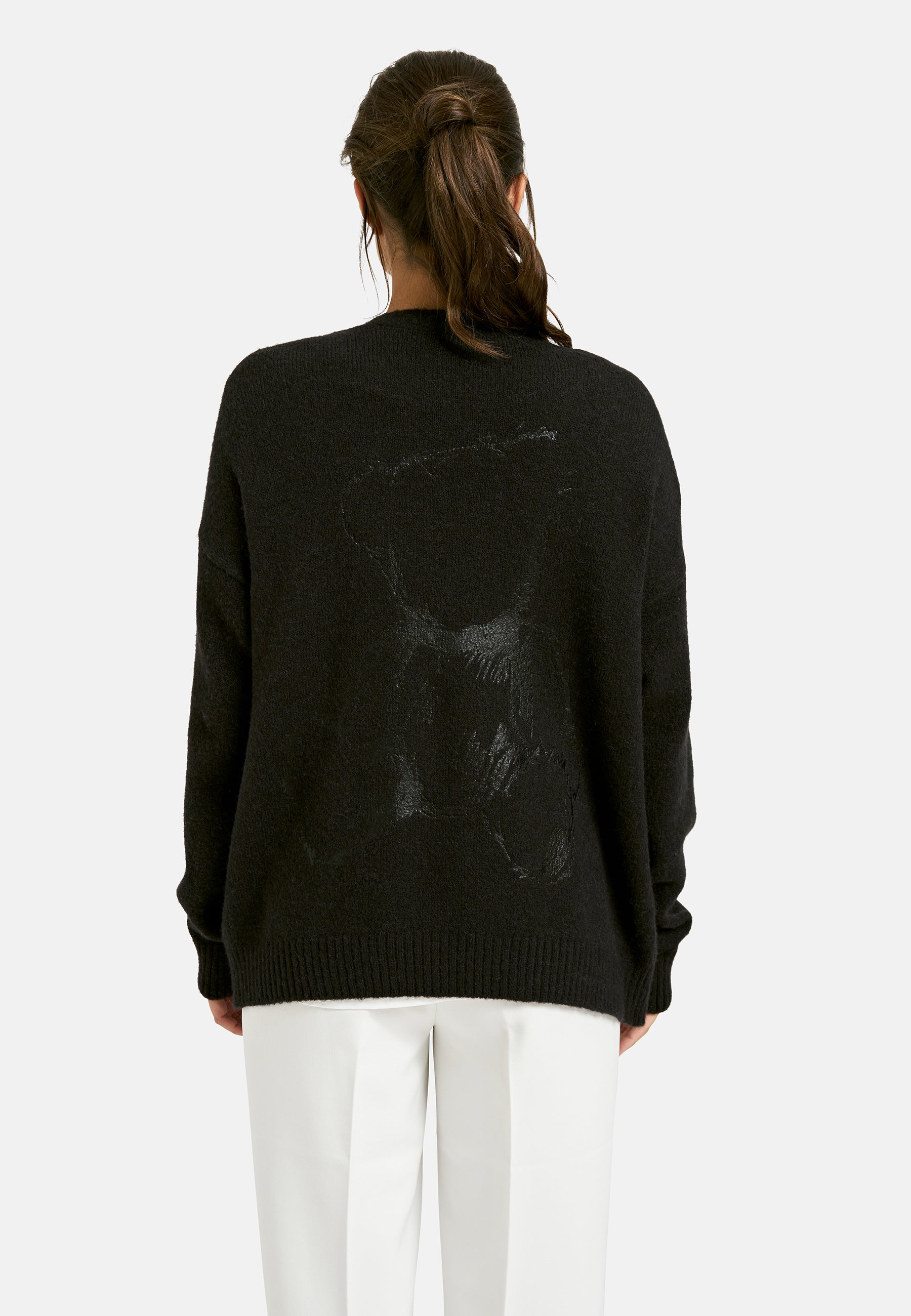 Offene Strickjacke mit übergroßen Schultern