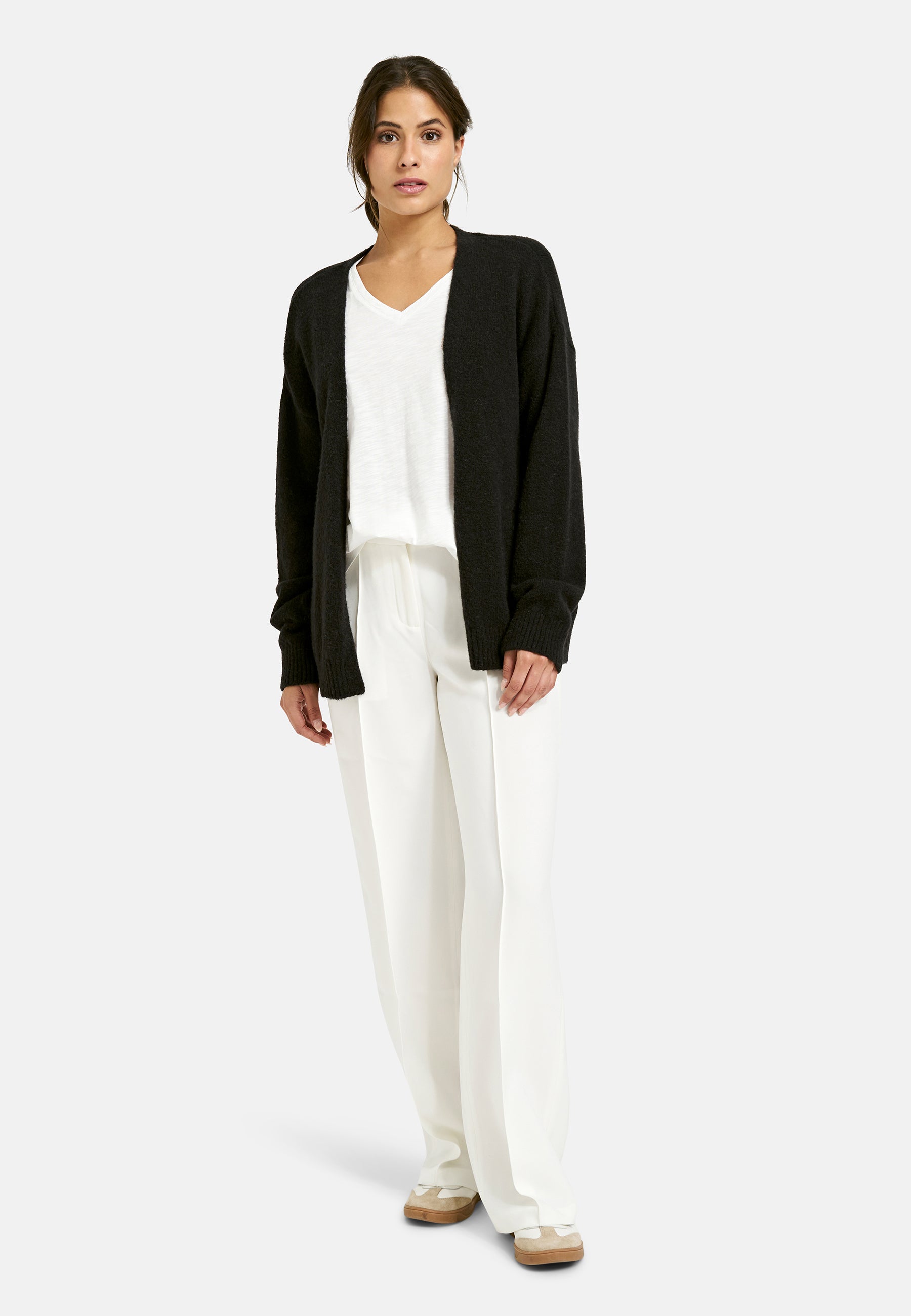 Offene Strickjacke mit übergroßen Schultern