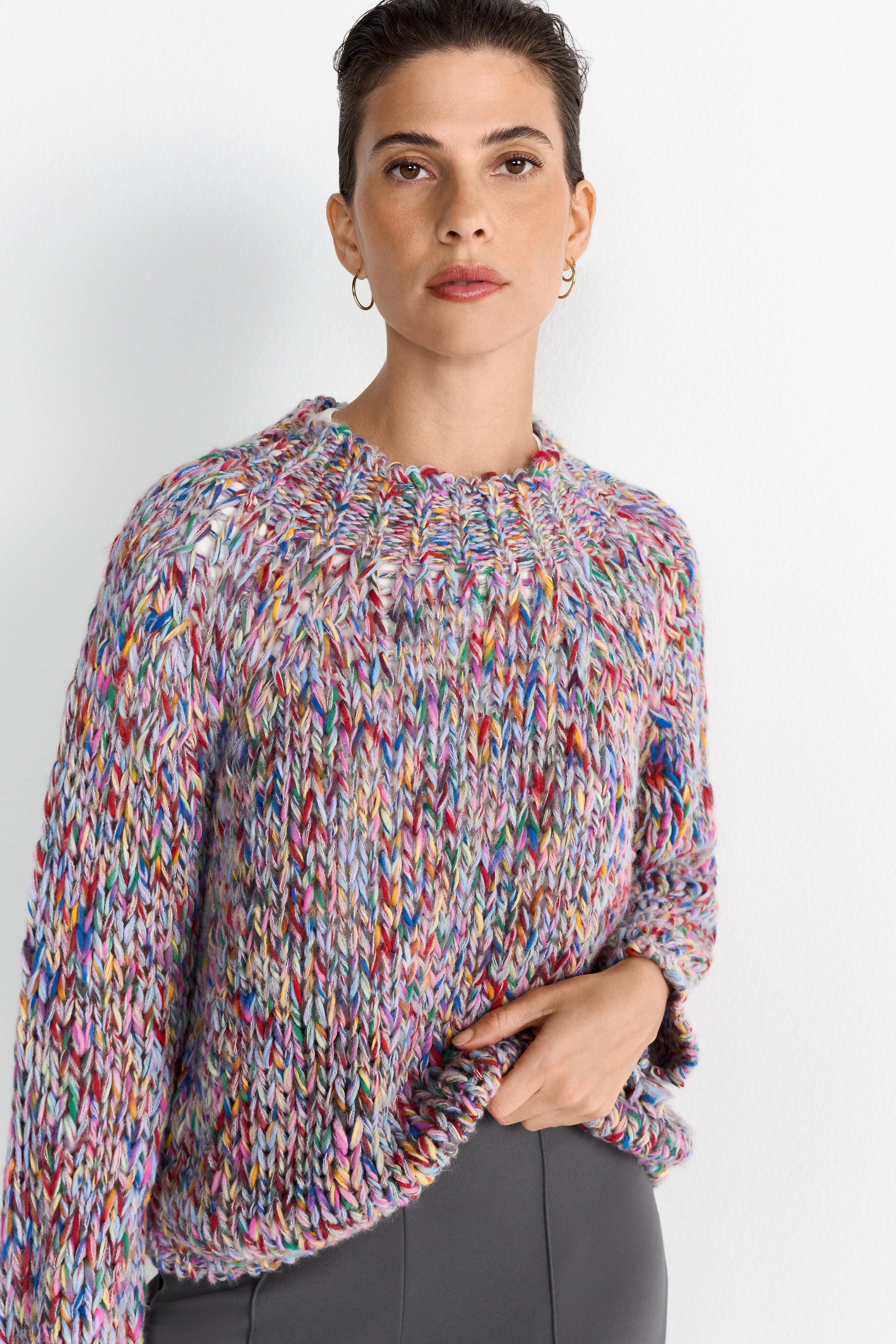 Bunter Grobstrickpullover