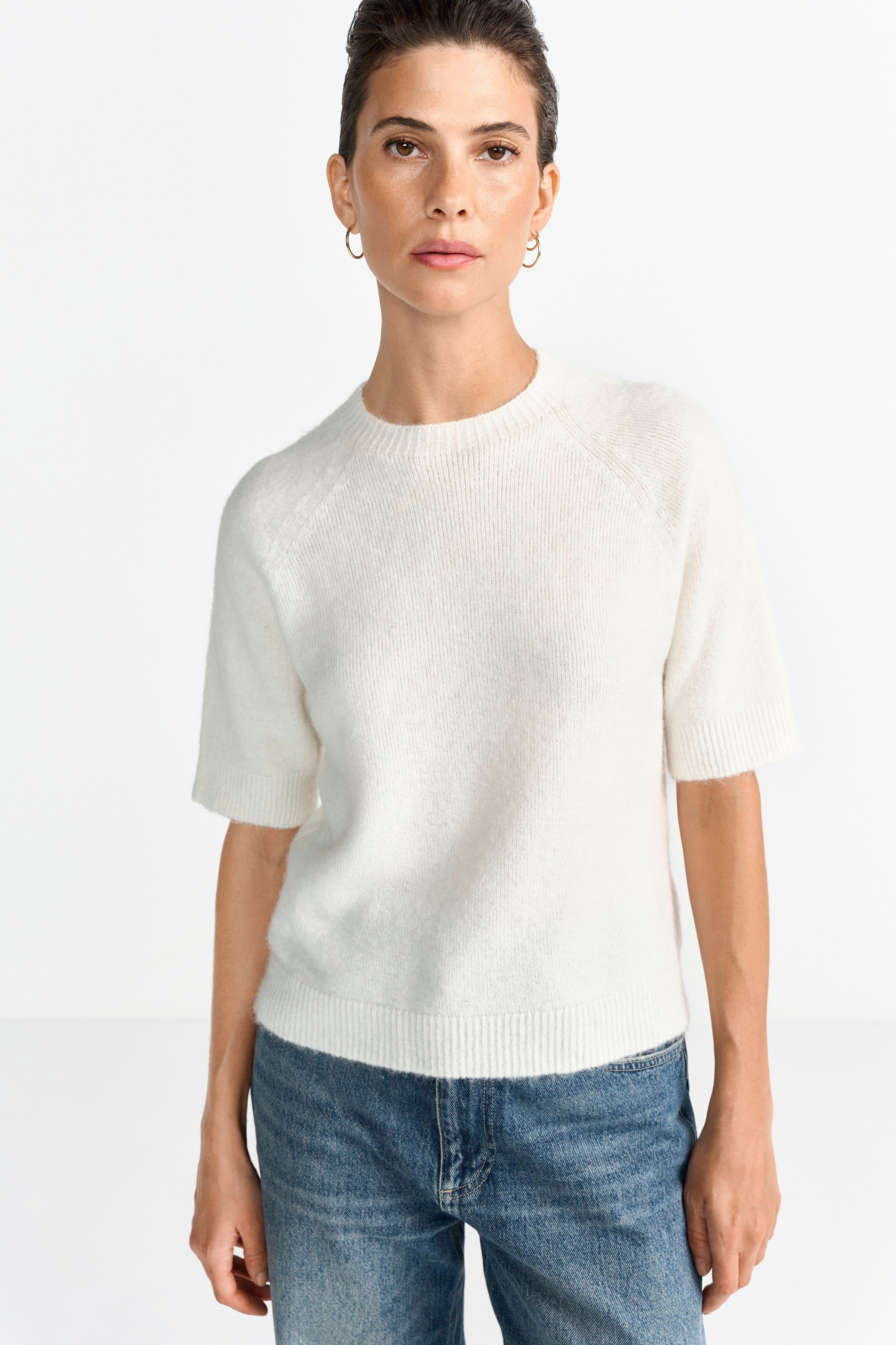 kurzärmliger Feinstrickpullover