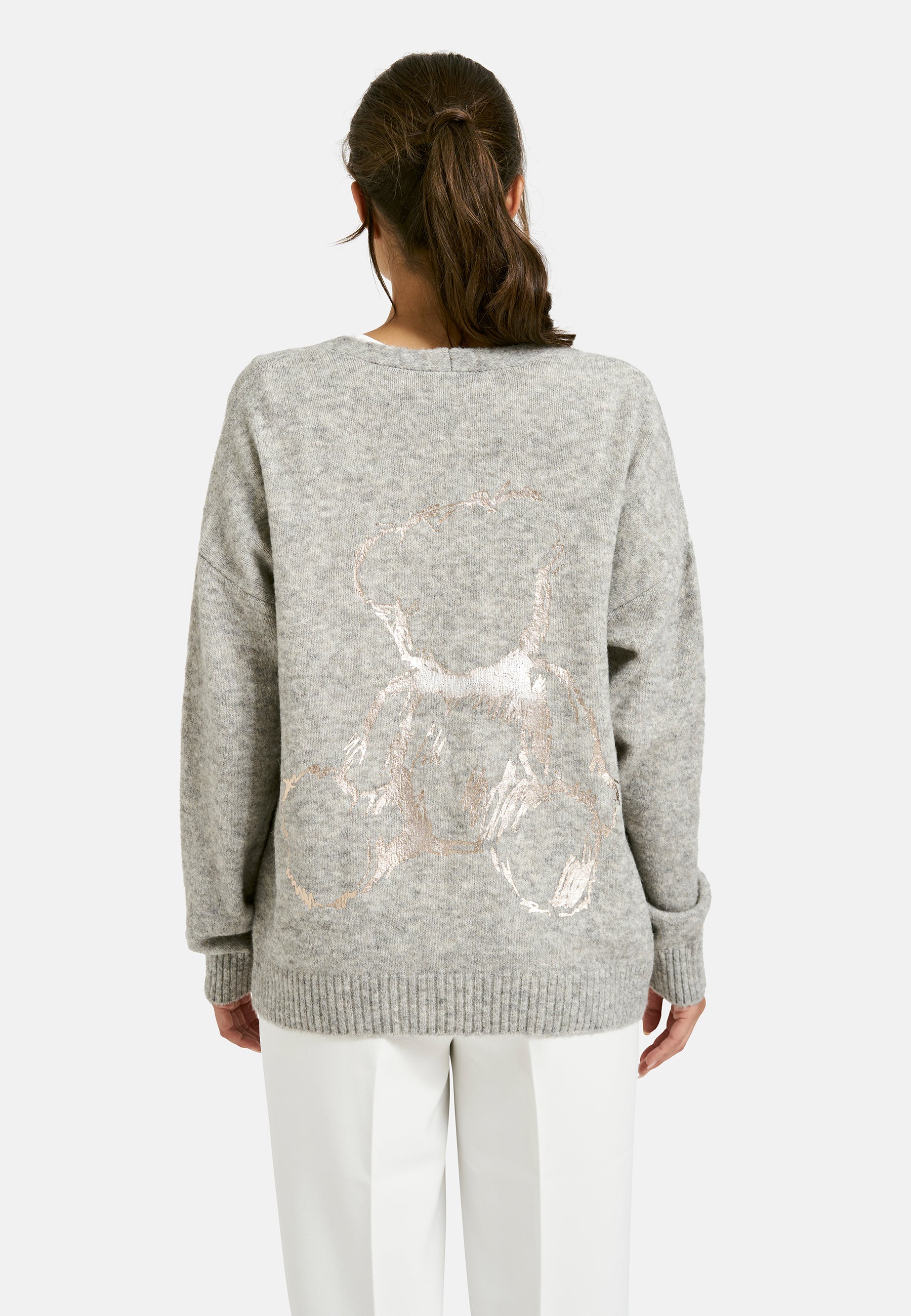 Offene Strickjacke mit übergroßen Schultern