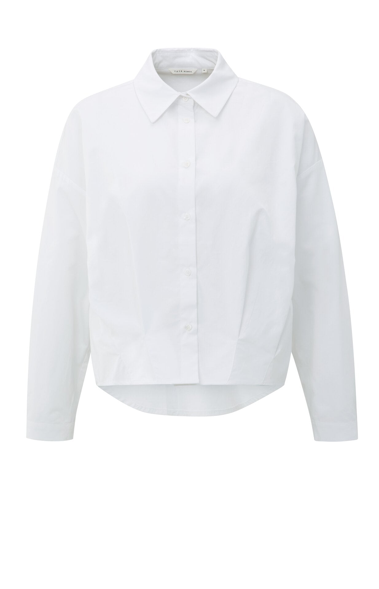 Popelinebluse mit Plisseefalten und klassischem Kragen