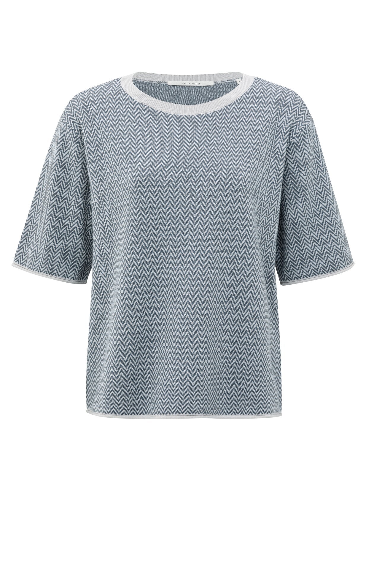 Jacquard-T-Shirt mit Zickzackmuster und kurzen Ärmeln