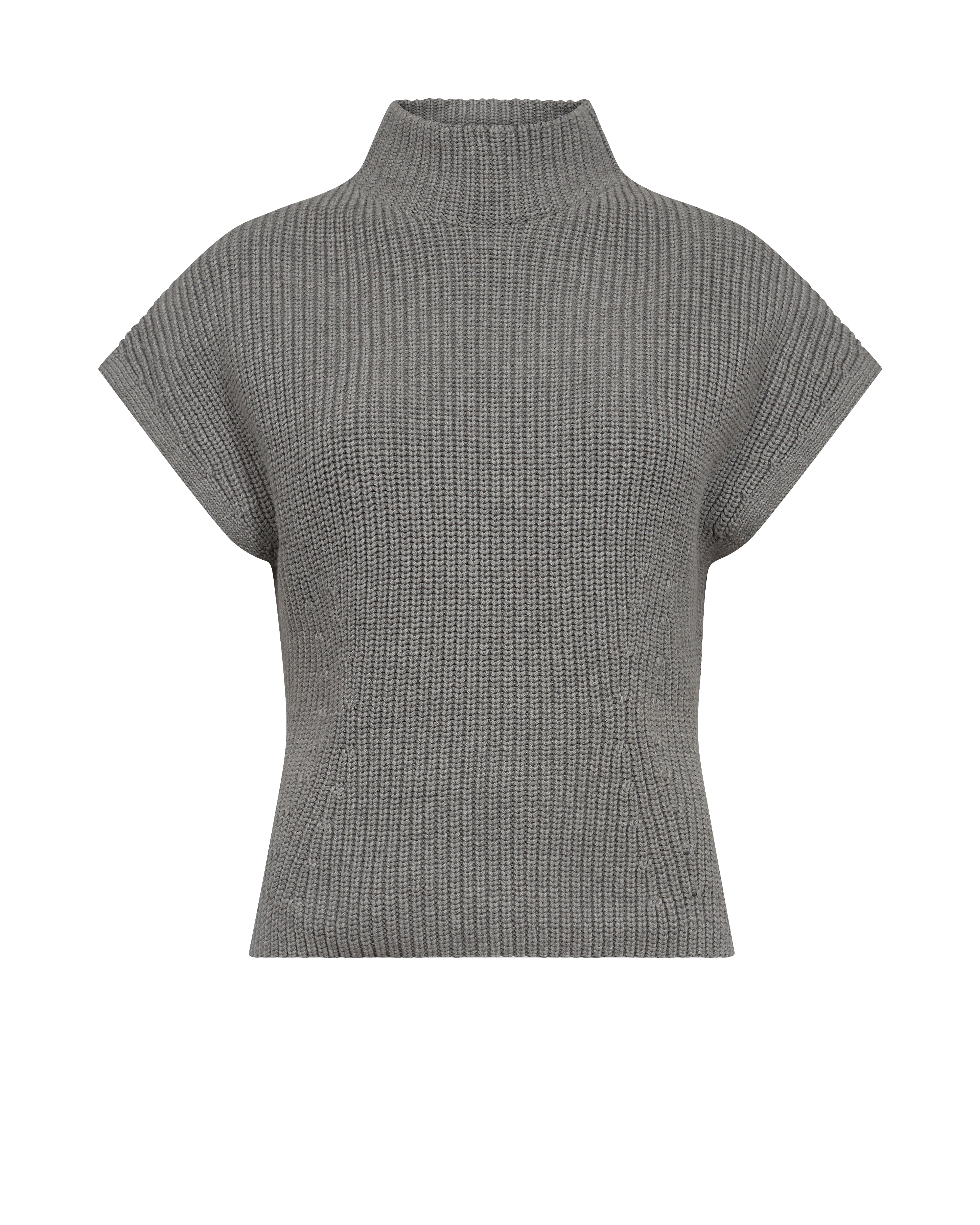 Taillierte Strickweste mit hohem Kragen