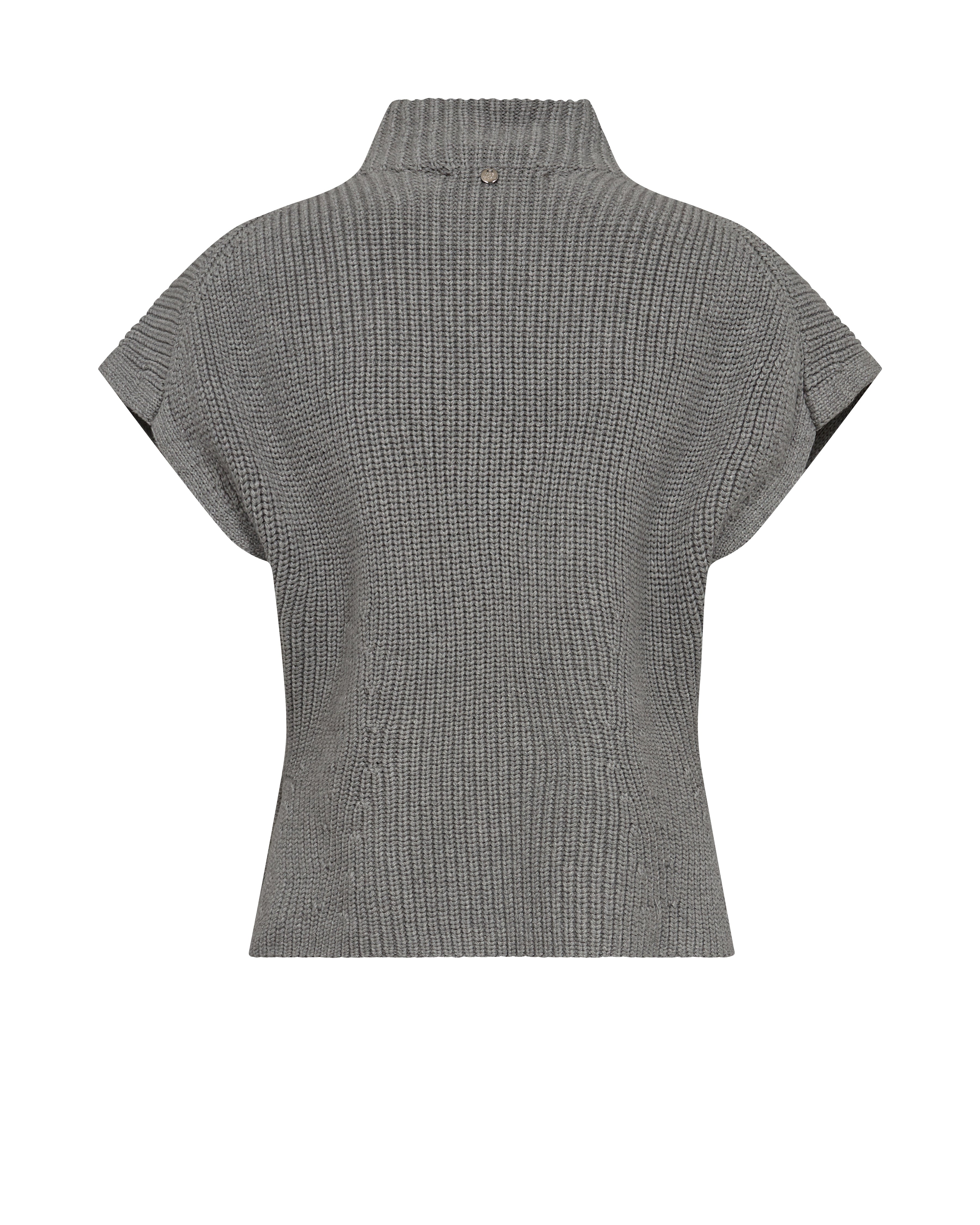 Taillierte Strickweste mit hohem Kragen