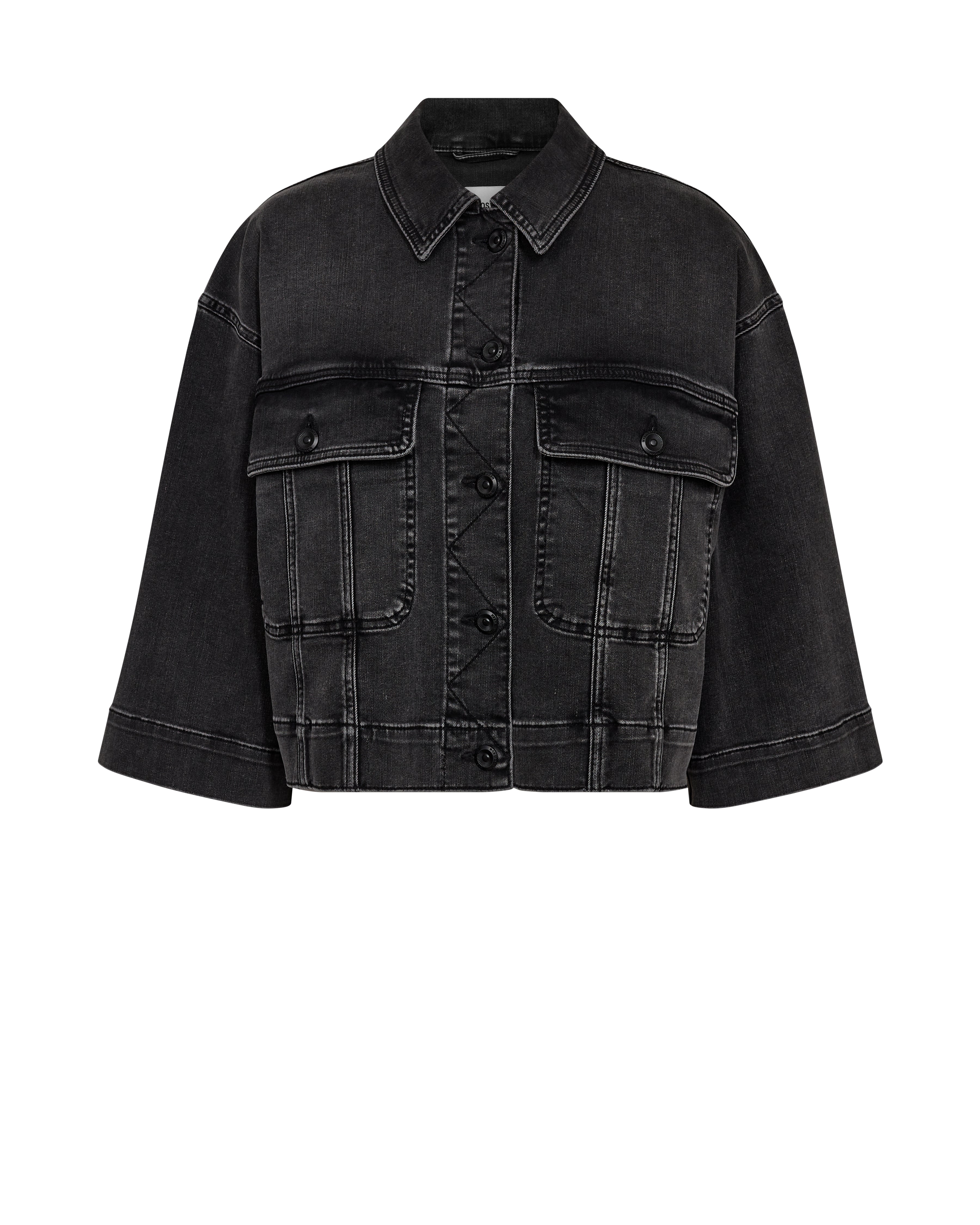Cropped Jeansjacke mit 3/4-Ärmeln