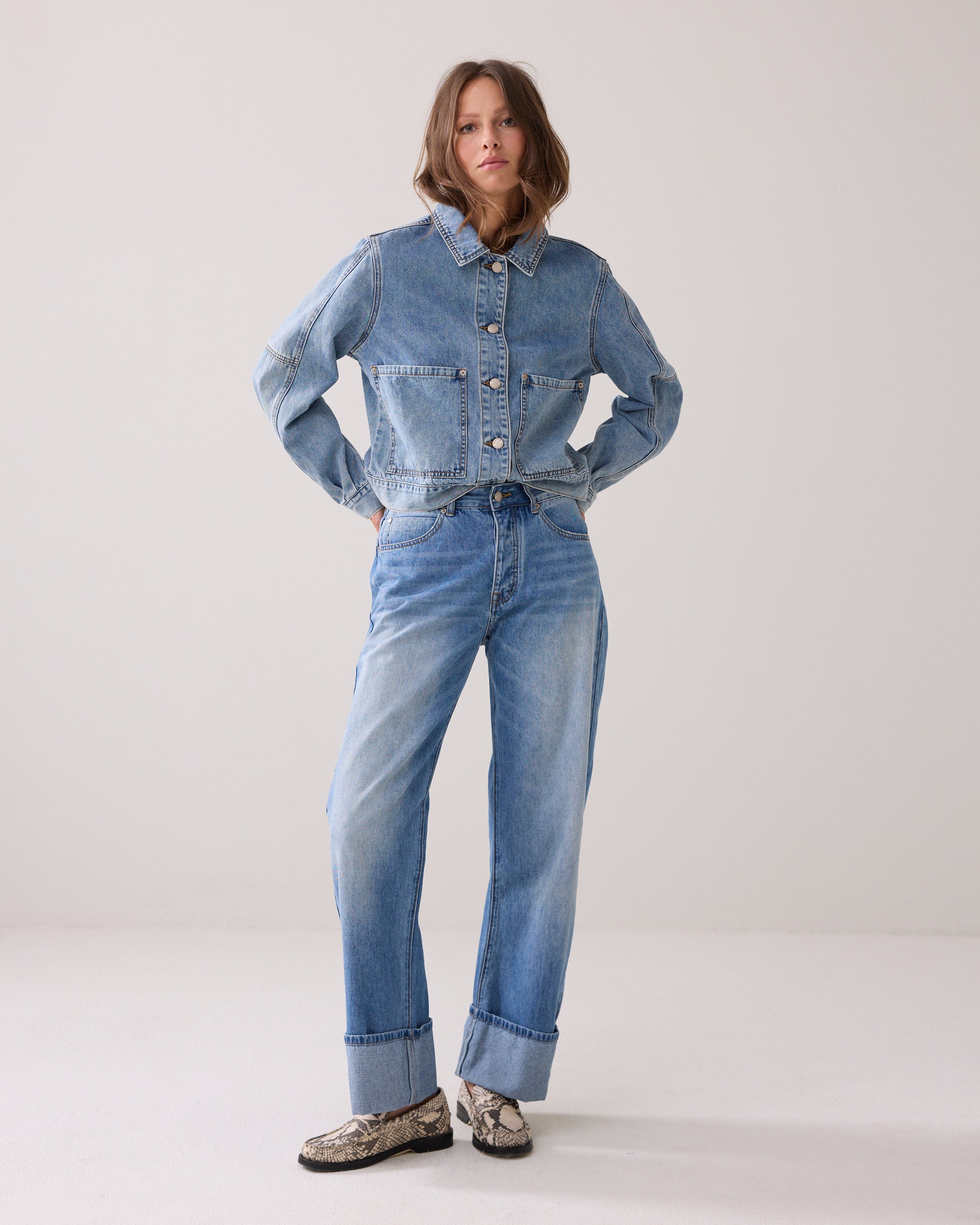 Gerade Jeans aus Vintage-Twill