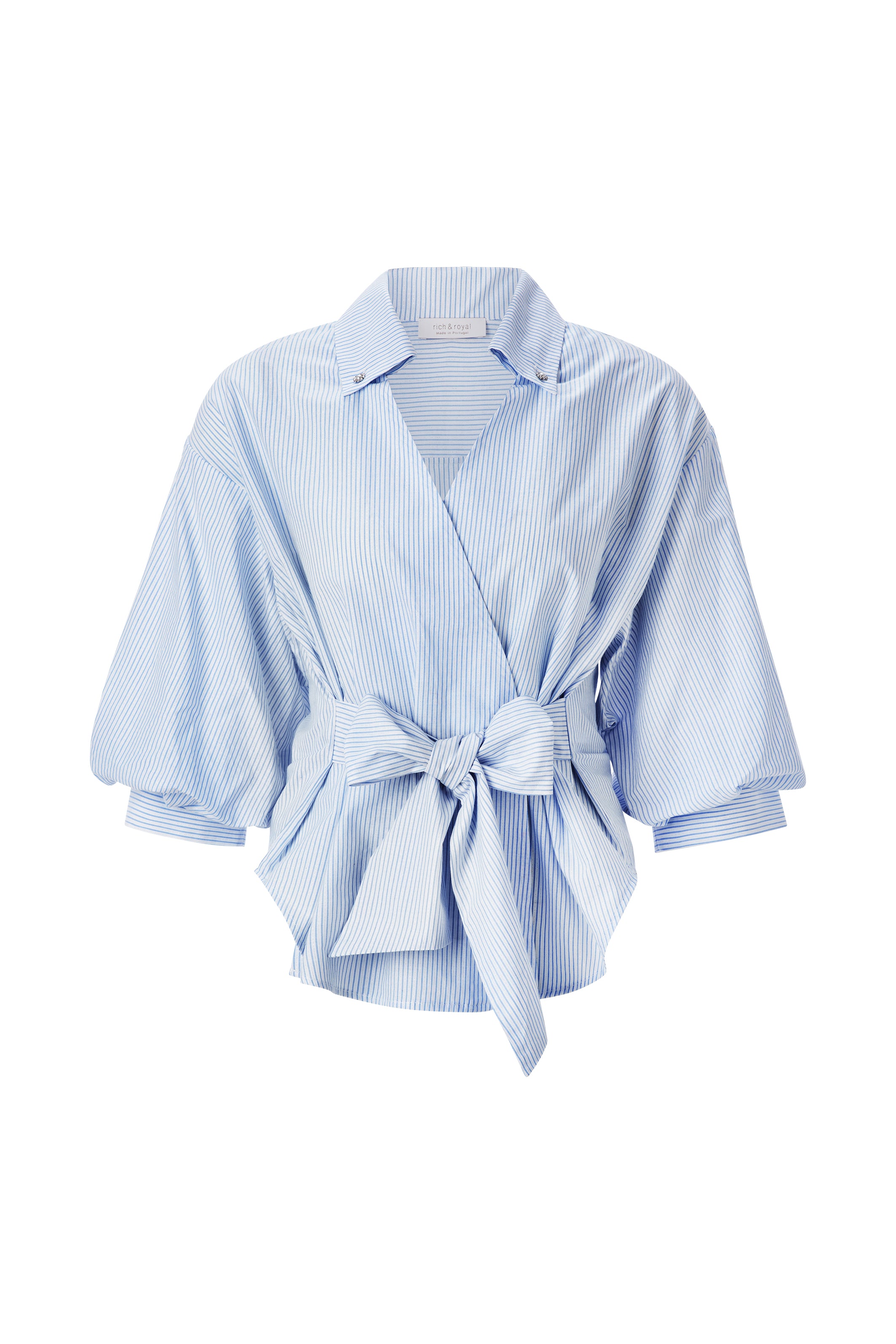 Wickelbluse mit zarten Streifen