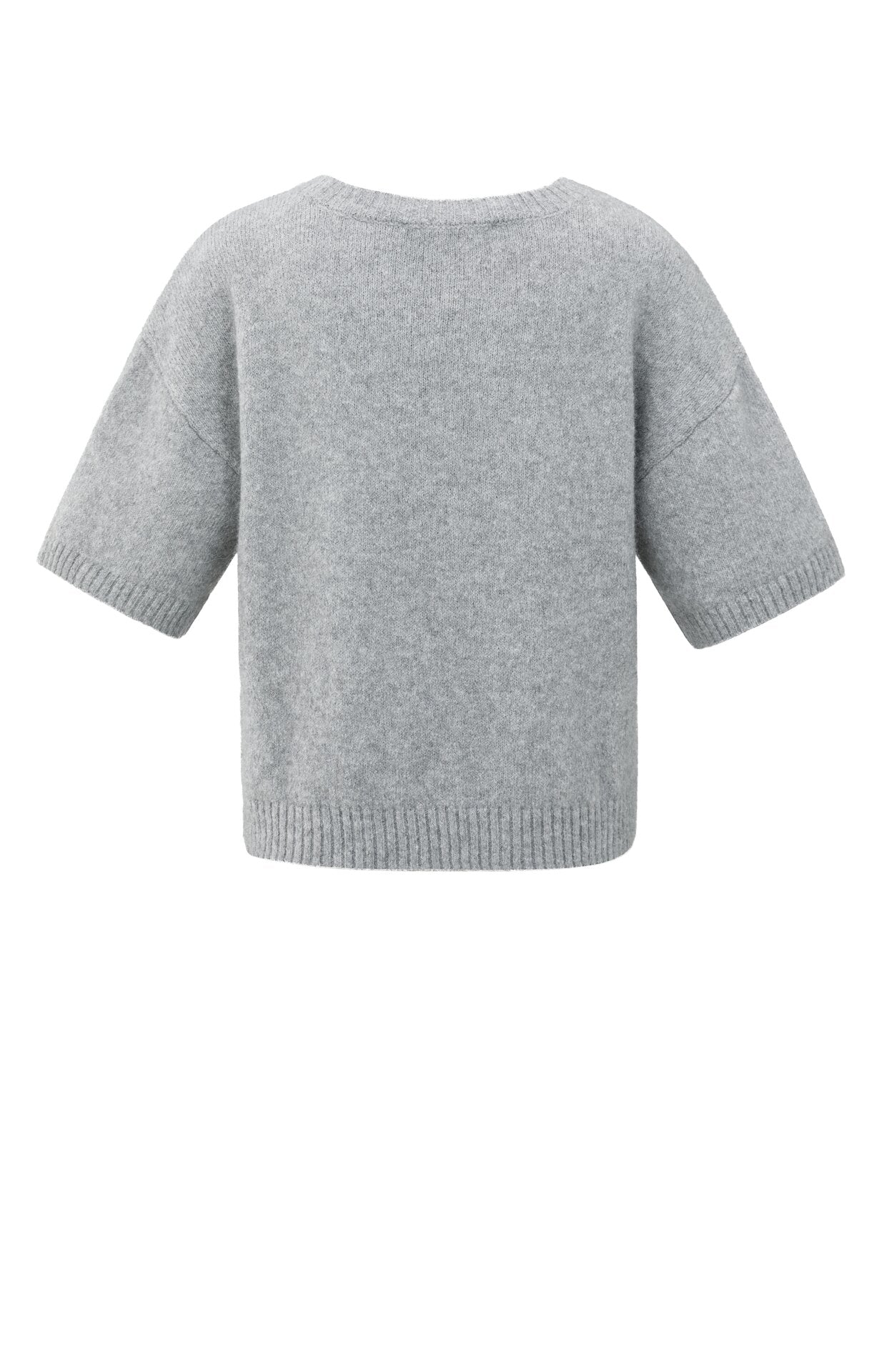 Kurzärmeliger Strickpullover mit Aufschrift