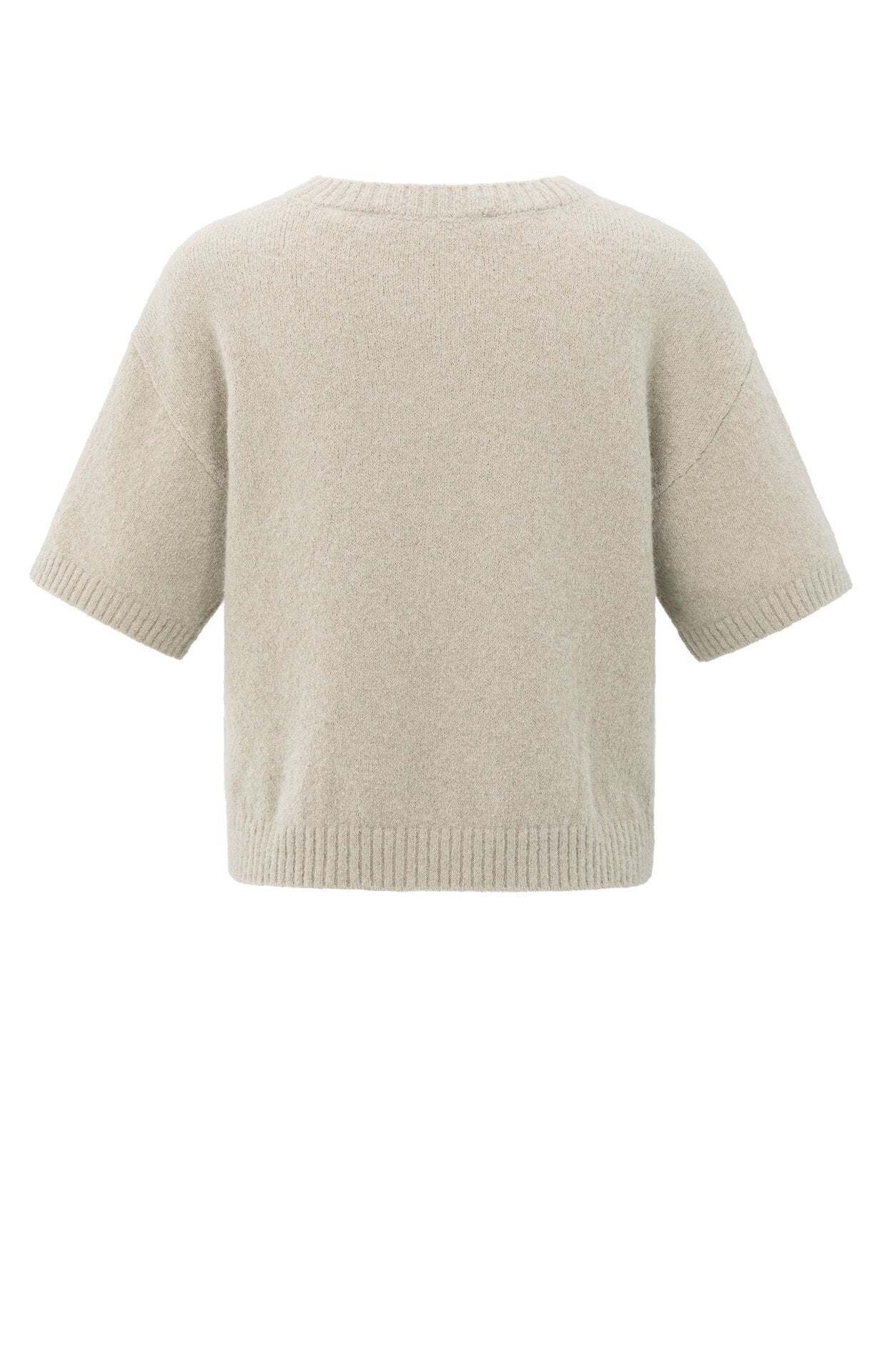 Kurzärmeliger Strickpullover mit Aufschrift