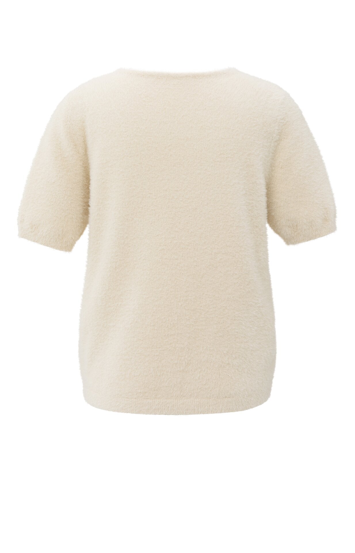 Flauschiger kurzärmeliger Pullover mit Detail in Wickeloptik