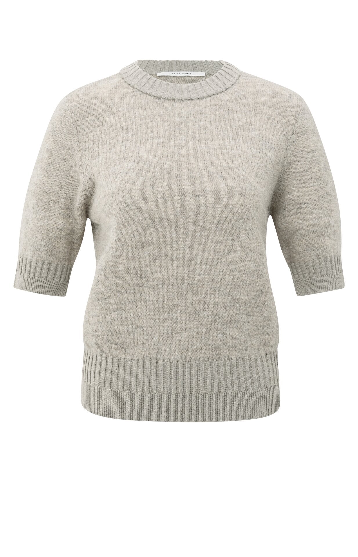 Kurzärmeliger Strickpullover mit doppelten Rippdetails