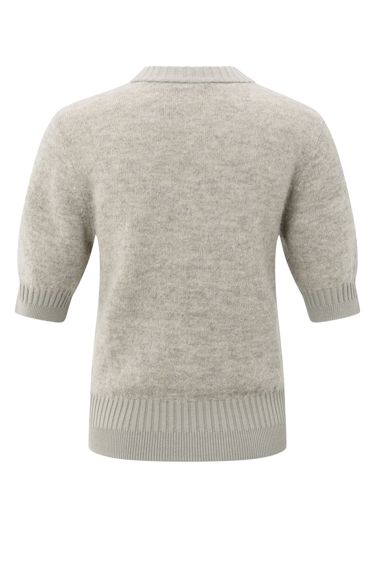 Kurzärmeliger Strickpullover mit doppelten Rippdetails