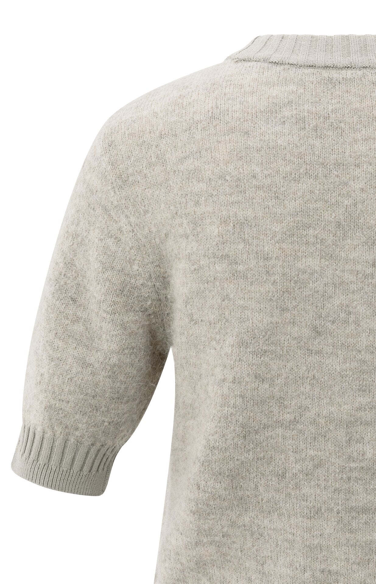 Kurzärmeliger Strickpullover mit doppelten Rippdetails