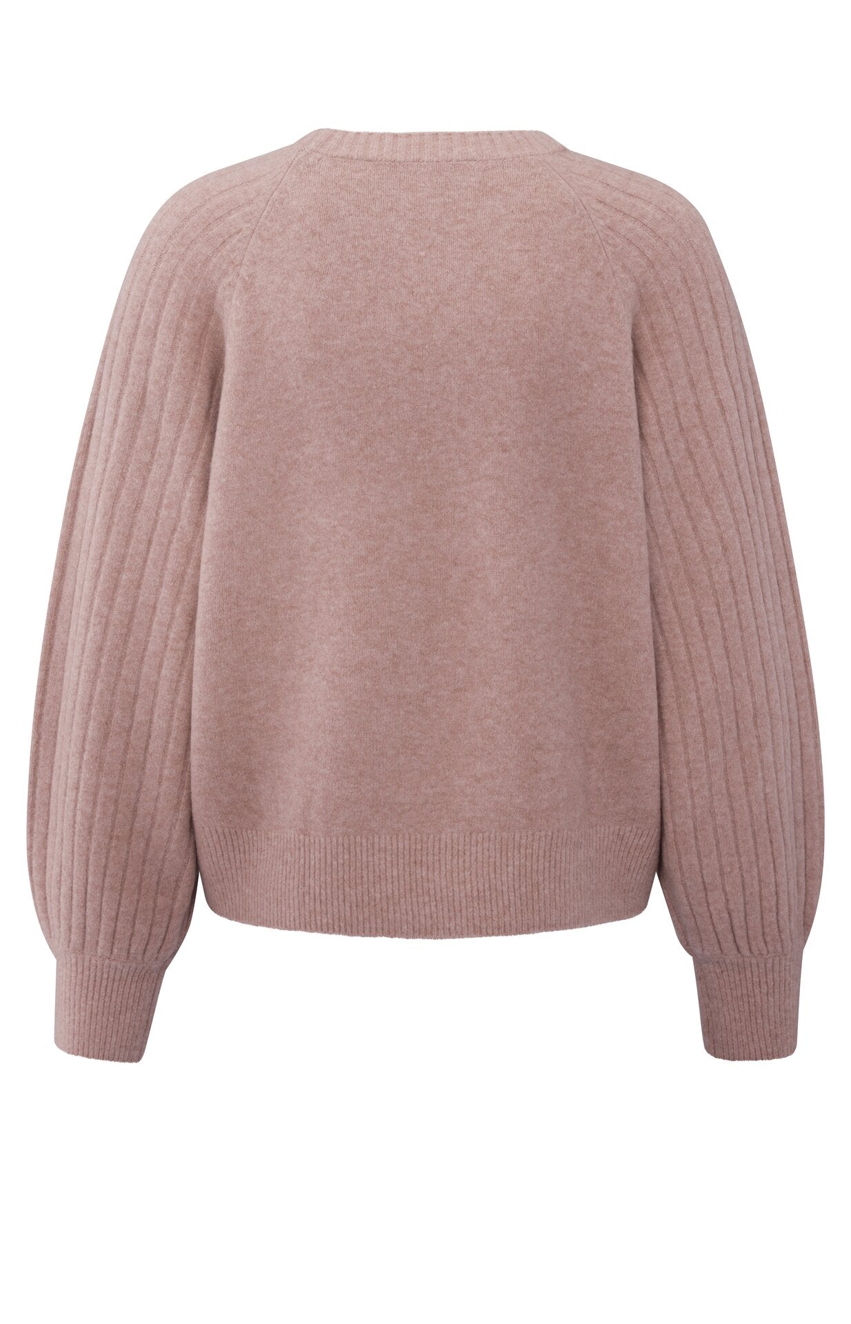 Strickpullover mit gerippten Ärmeln und Rundhalsausschnitt