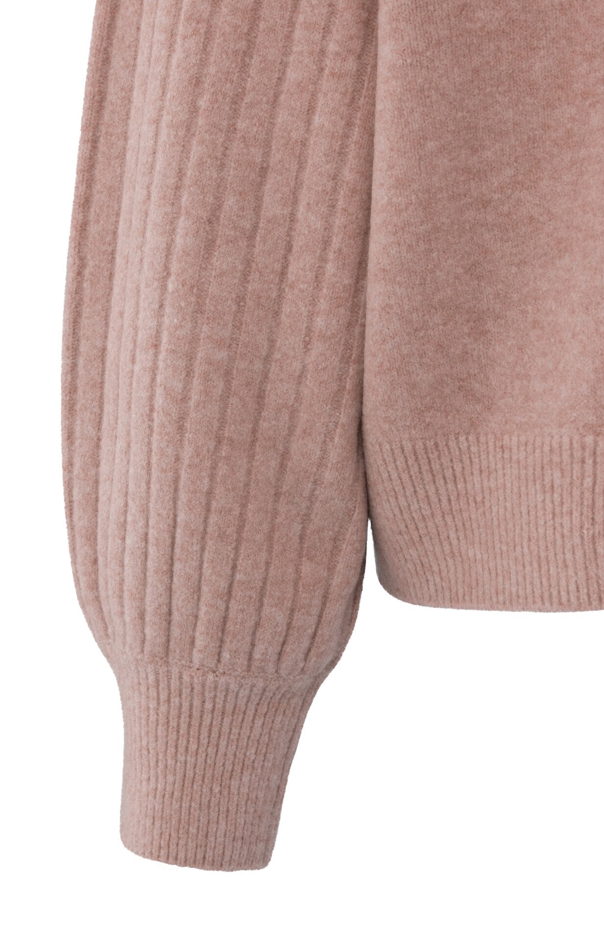 Strickpullover mit gerippten Ärmeln und Rundhalsausschnitt