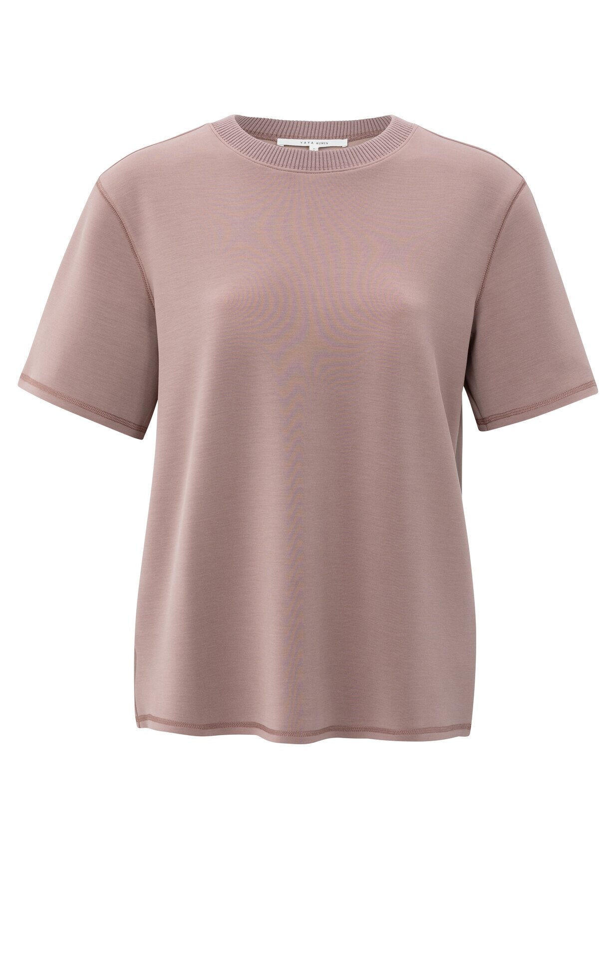 T-Shirt mit geripptem Rand am Ausschnitt