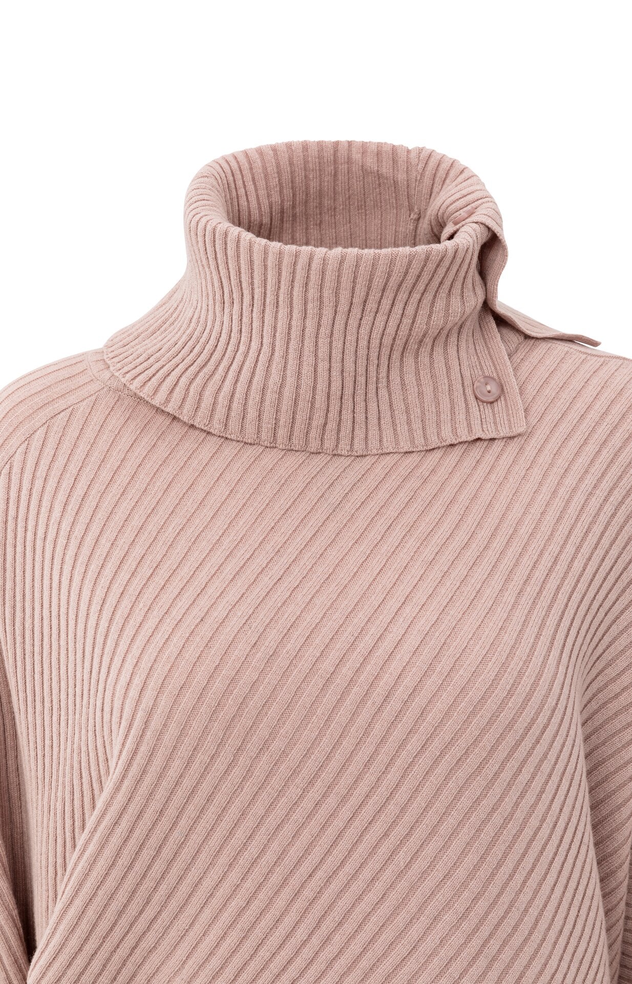 Gerippter Pullover mit Fledermausärmeln und hohem Kragen