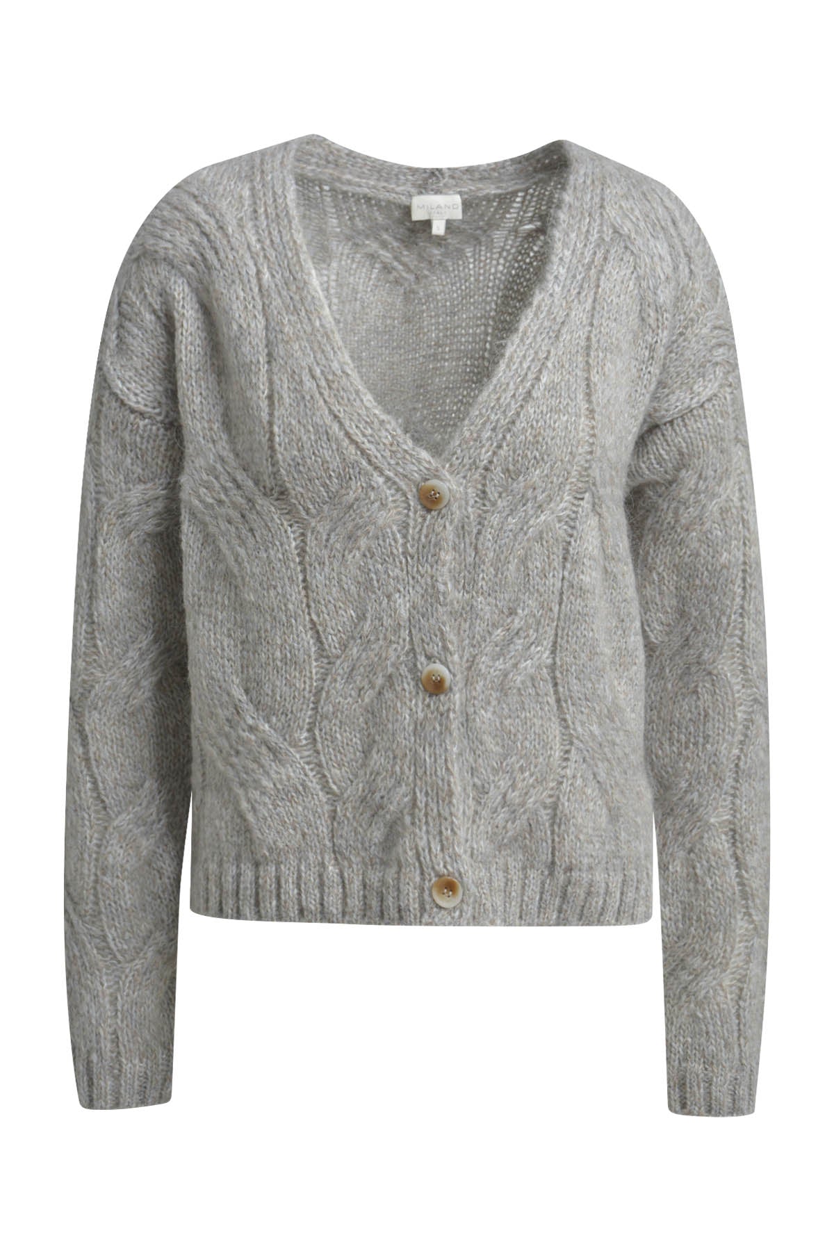 Zopfstrickjacke mit V-Ausschnitt