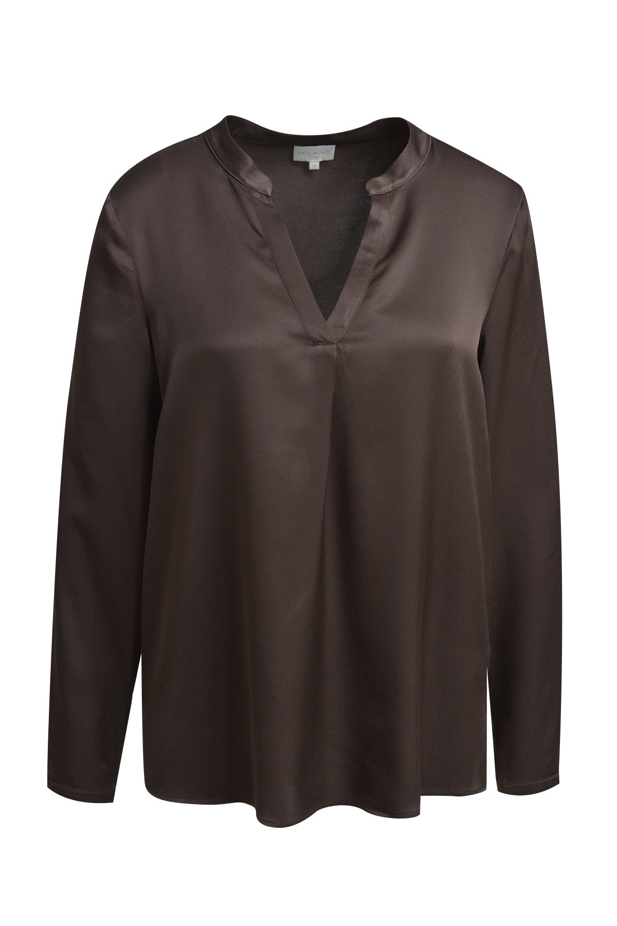 Bluse mit V-Ausschnitt in Satinoptik