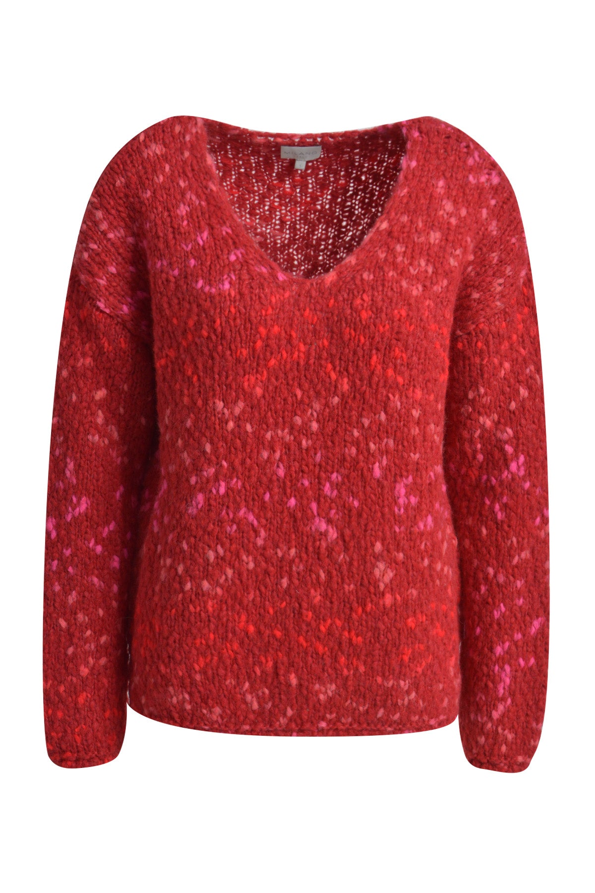 gestrickte Oversize-Pullover mit V-Ausschnitt