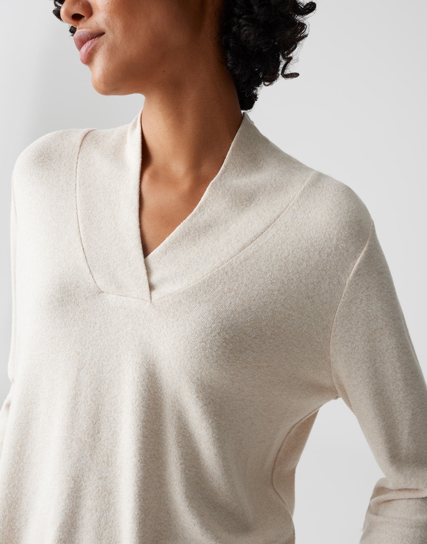 Longsleeve aus gebrushtem Jersey in softer Strickoptik