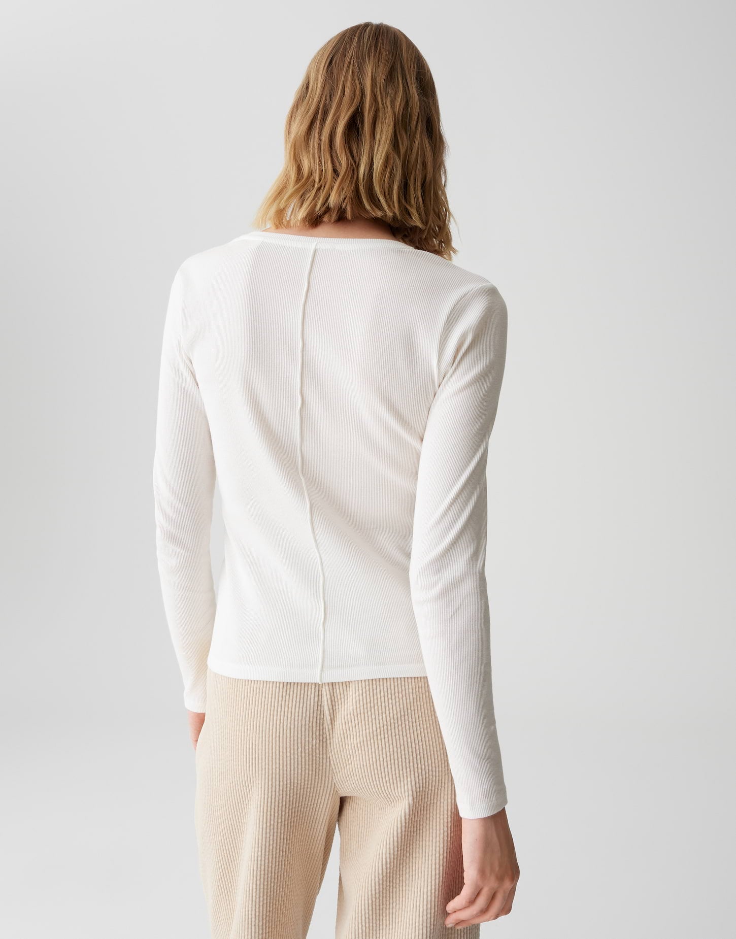 Langarmshirt mit feiner Rippstruktur