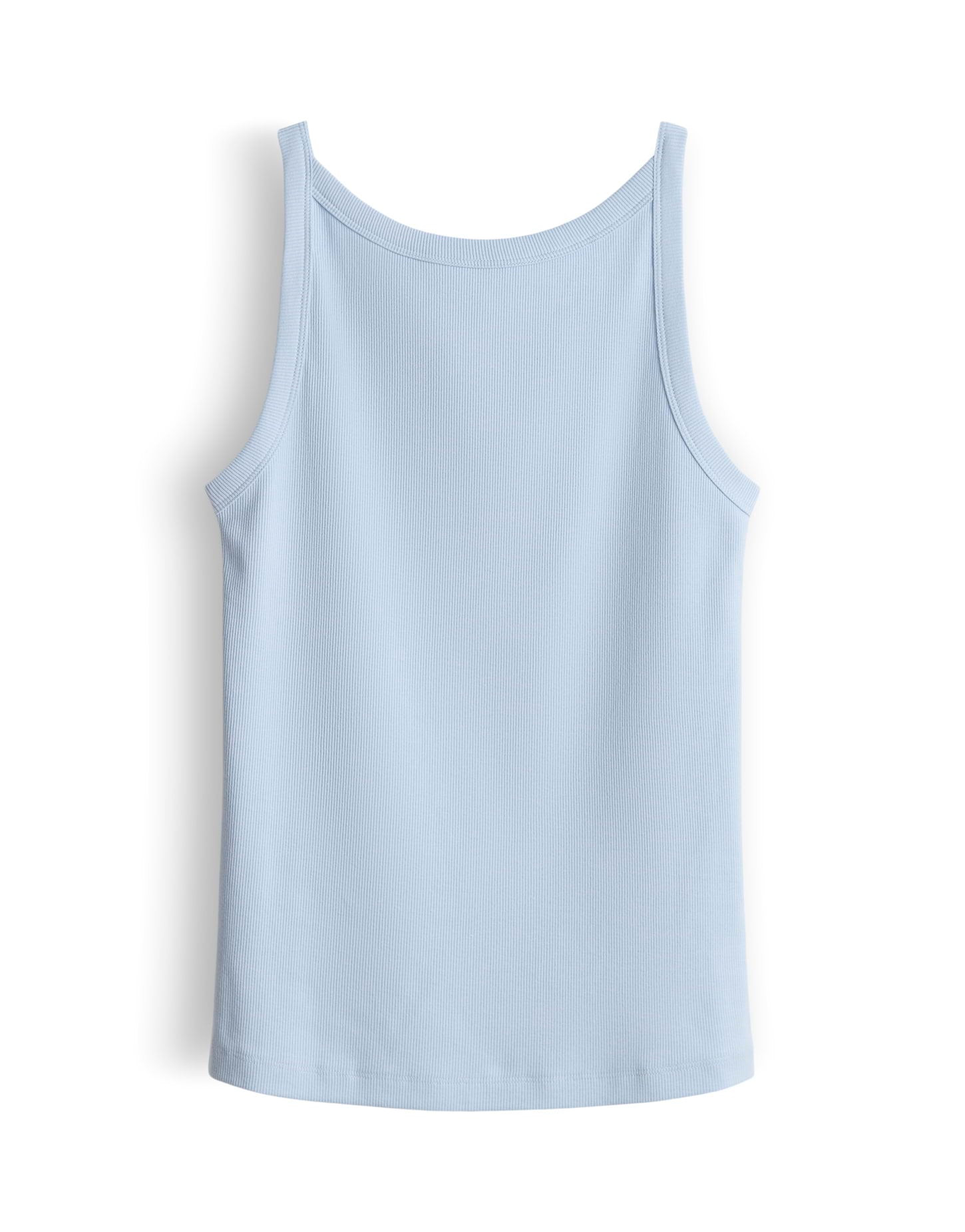 Sommerliche Leichtigkeit in Weiß und Hellblau das Jersey-Top im Chambray-Optik