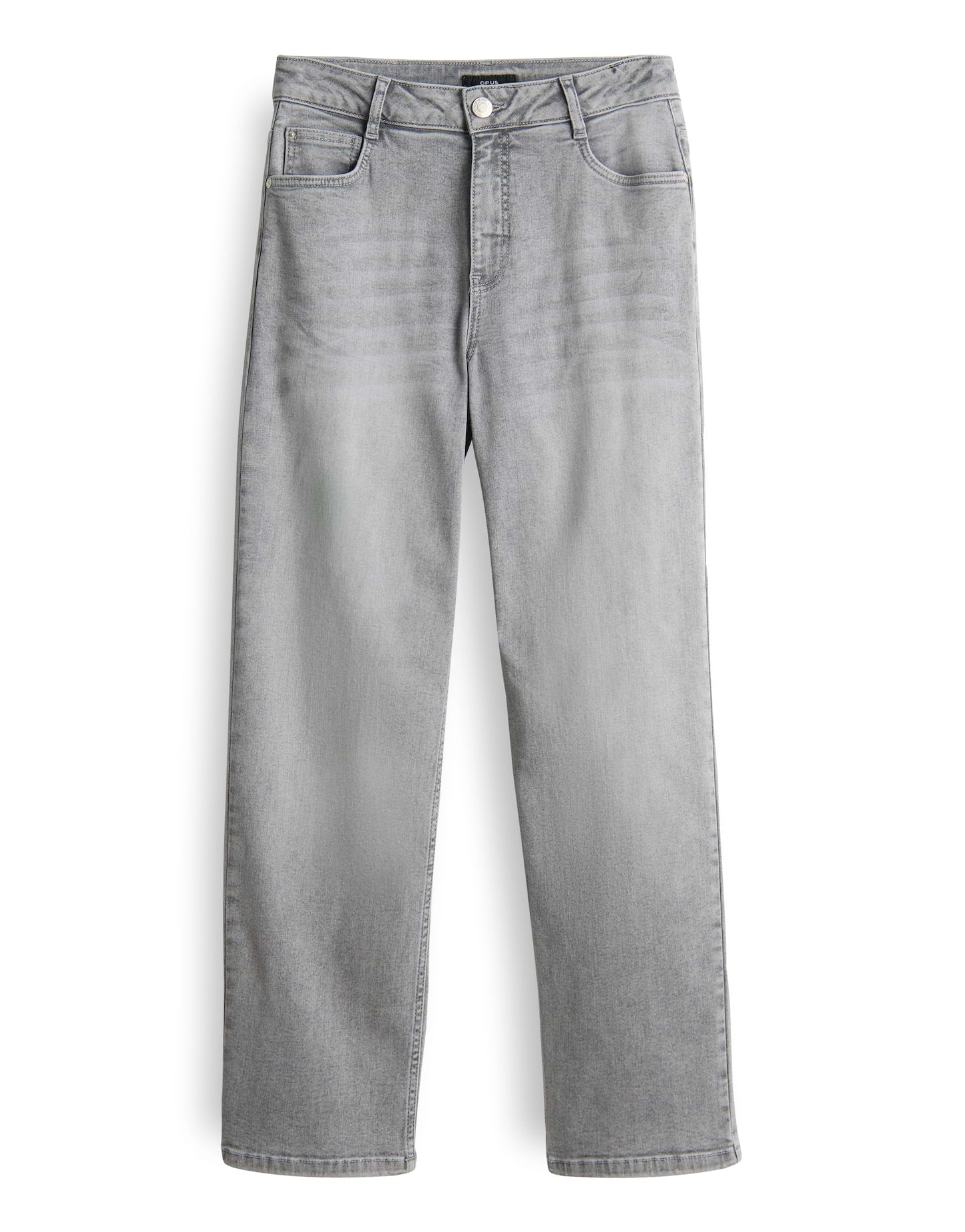 Cropped Straight Denim in Hellgrau