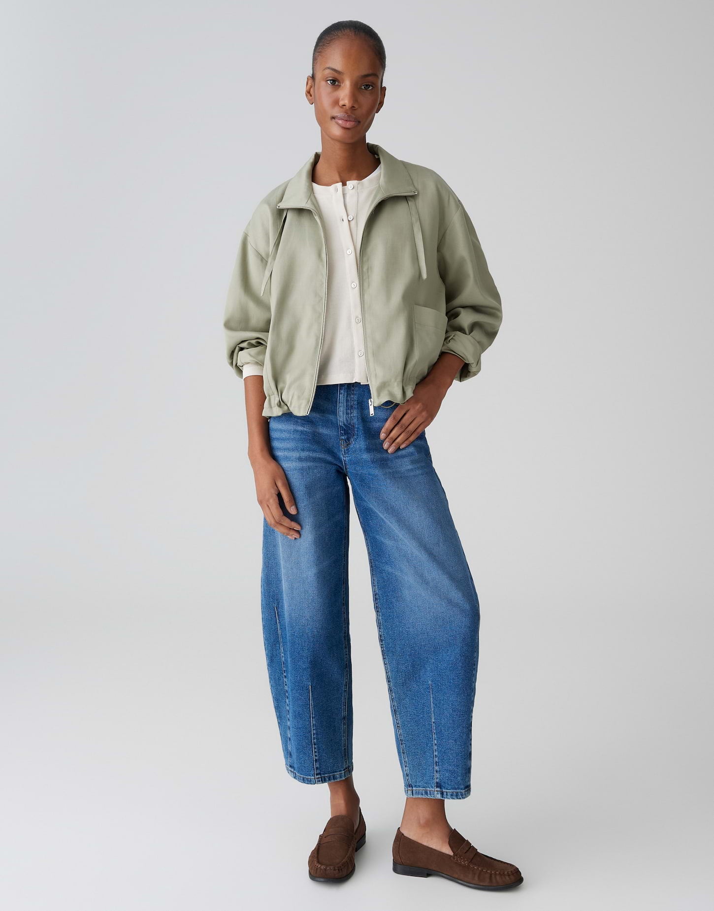 Leinen-Blouson mit natürlicher Leichtigkeit