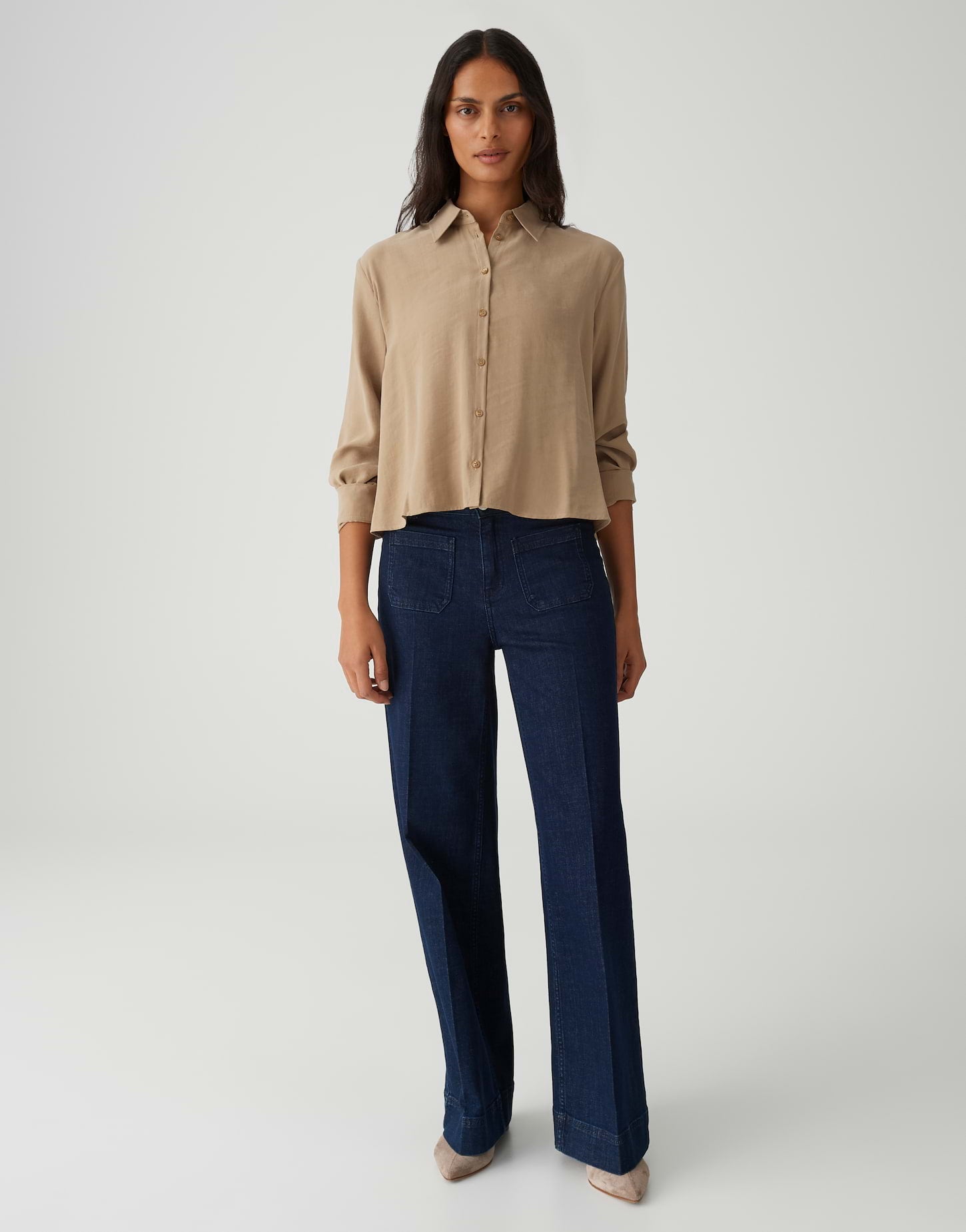 Fließende Bluse mit Twill-Struktur und samtenem Griff
